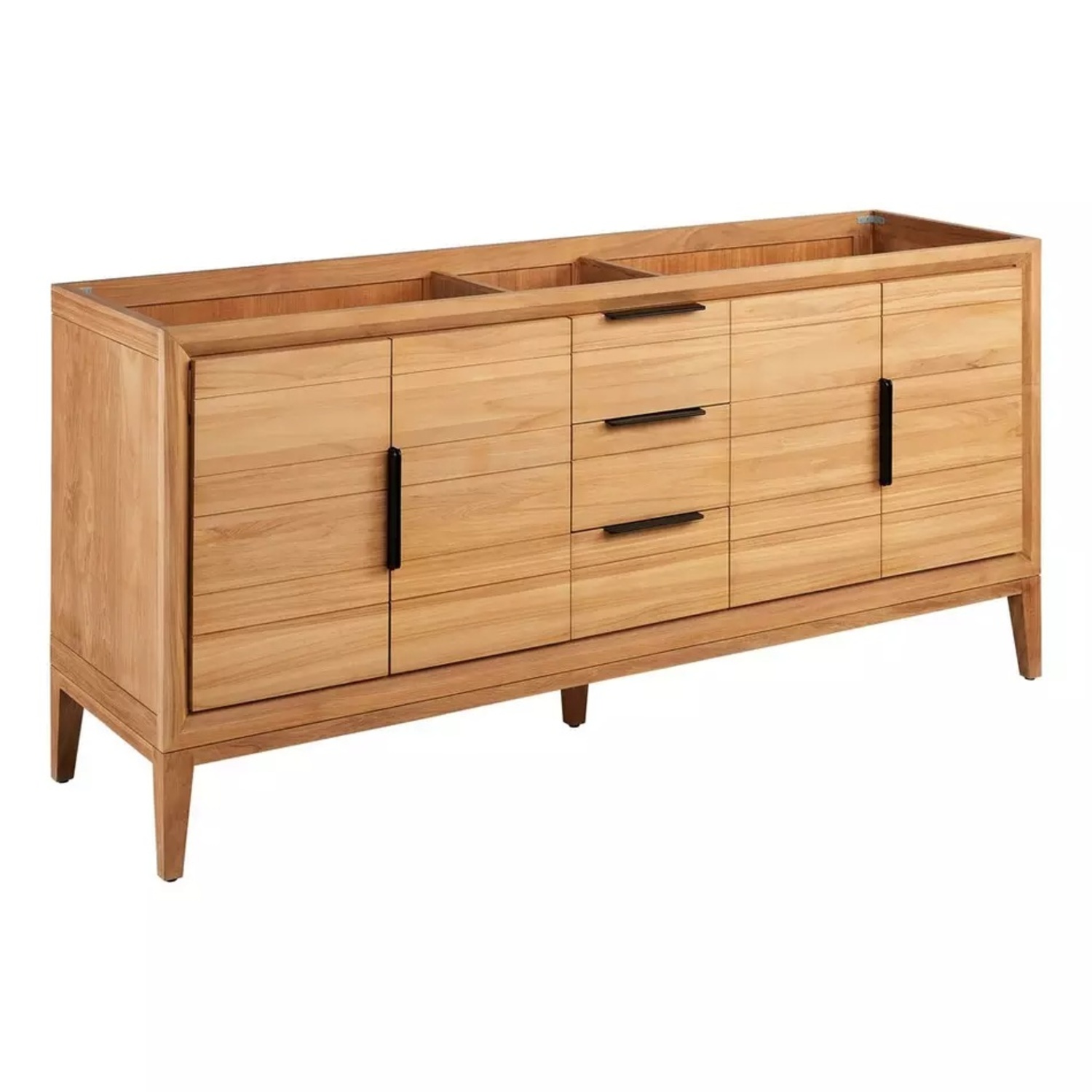 72" Aliso Teak Double Vanity - Natural Teak - Vanity Cabinet Only - image-6