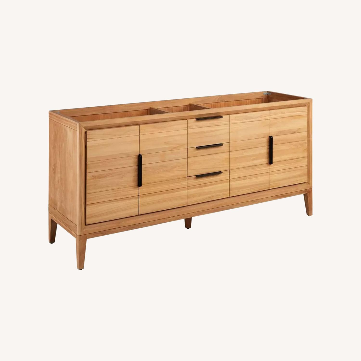 72" Aliso Teak Double Vanity - Natural Teak - Vanity Cabinet Only - image-0