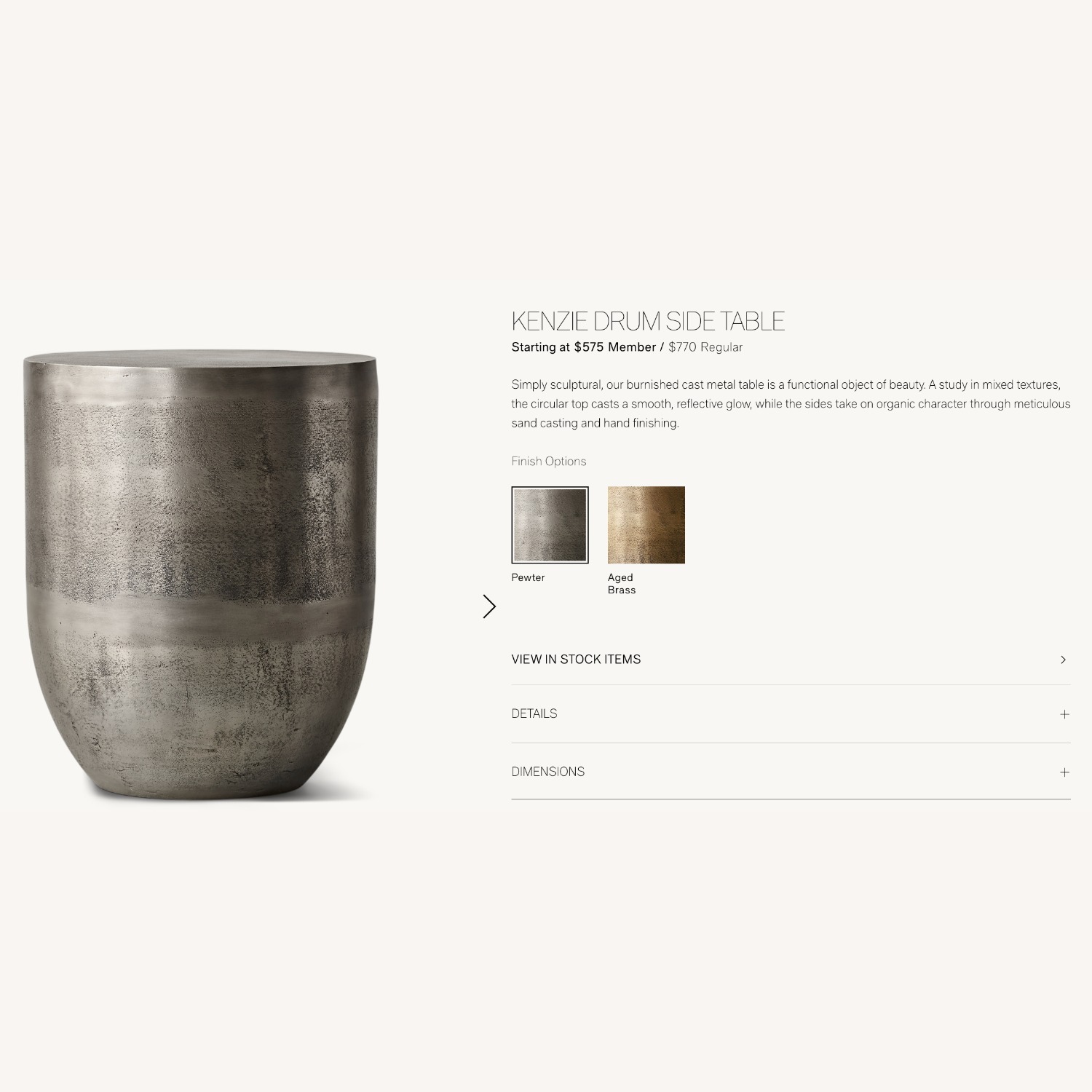 Restoration Hardware Kenzie Drum Side Table - image-2