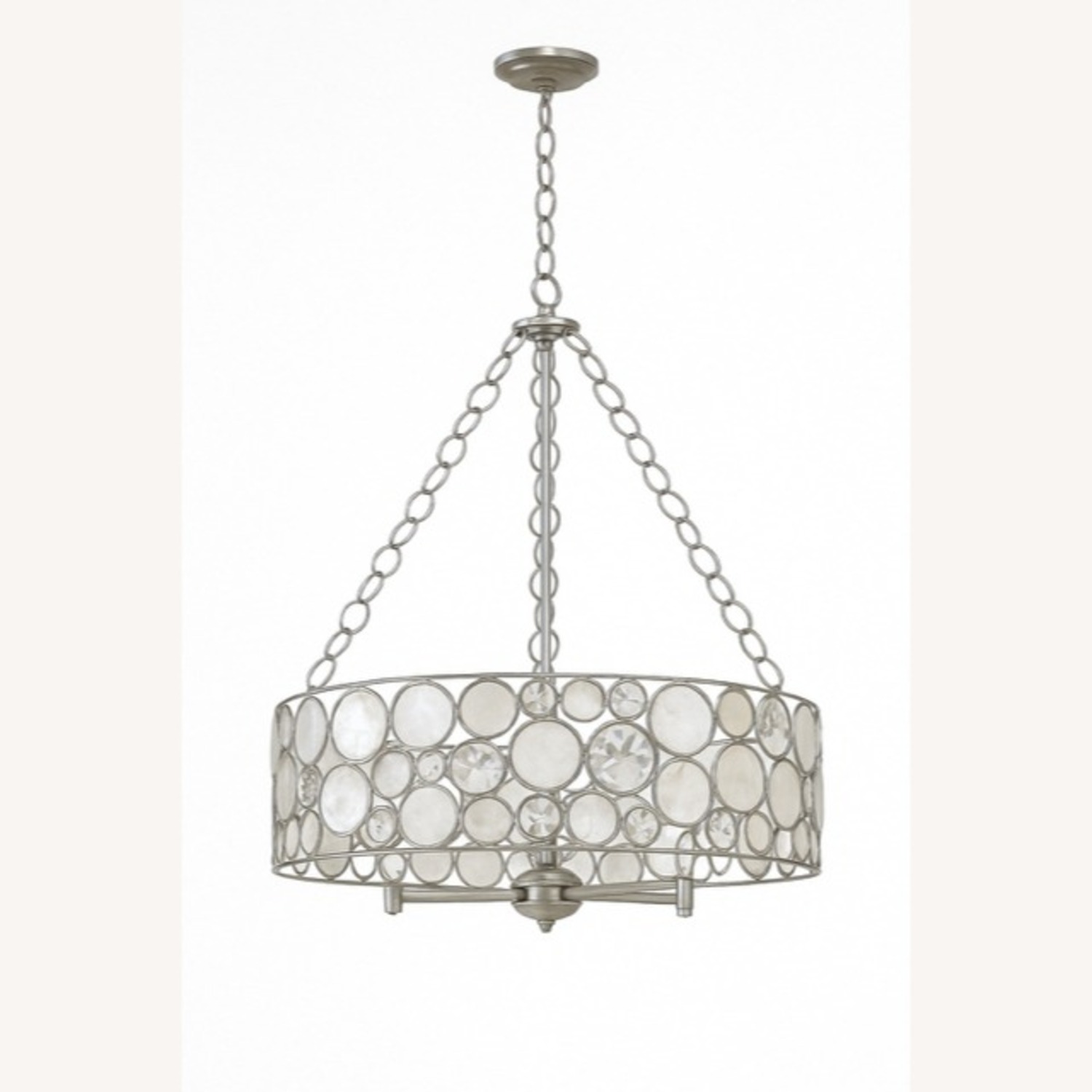 Vintage Capiz Shell & Crystal Drum Chandelier - image-0