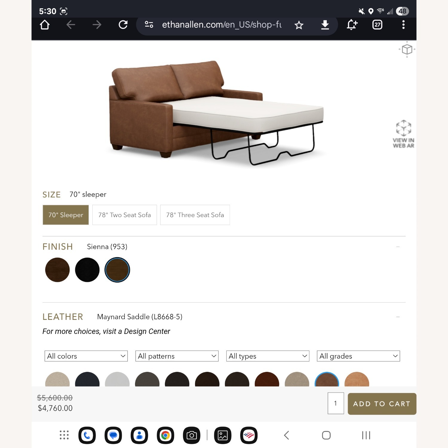 Ethan Allen Bennett Sleeper Sofa - image-1