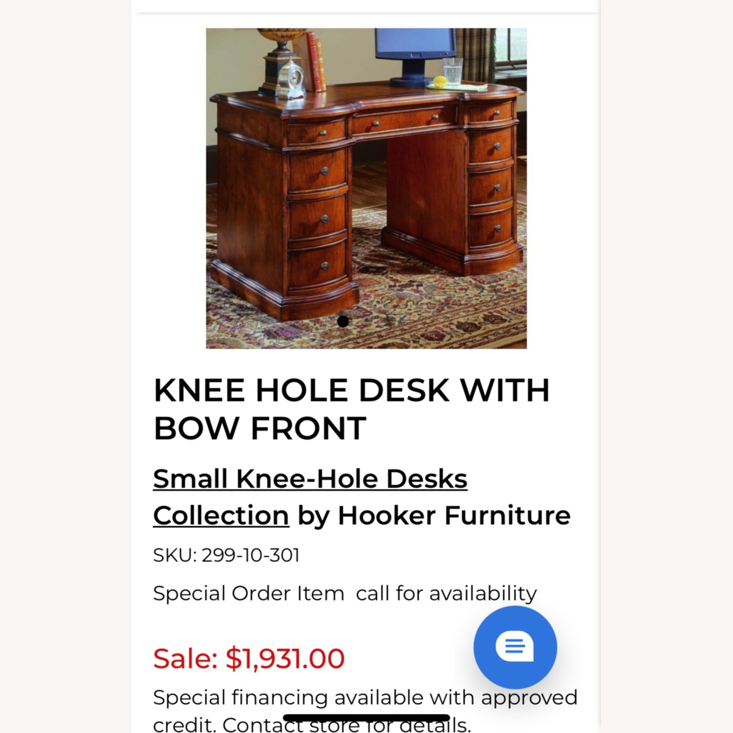 Hooker Knee Hole Desk - image-4