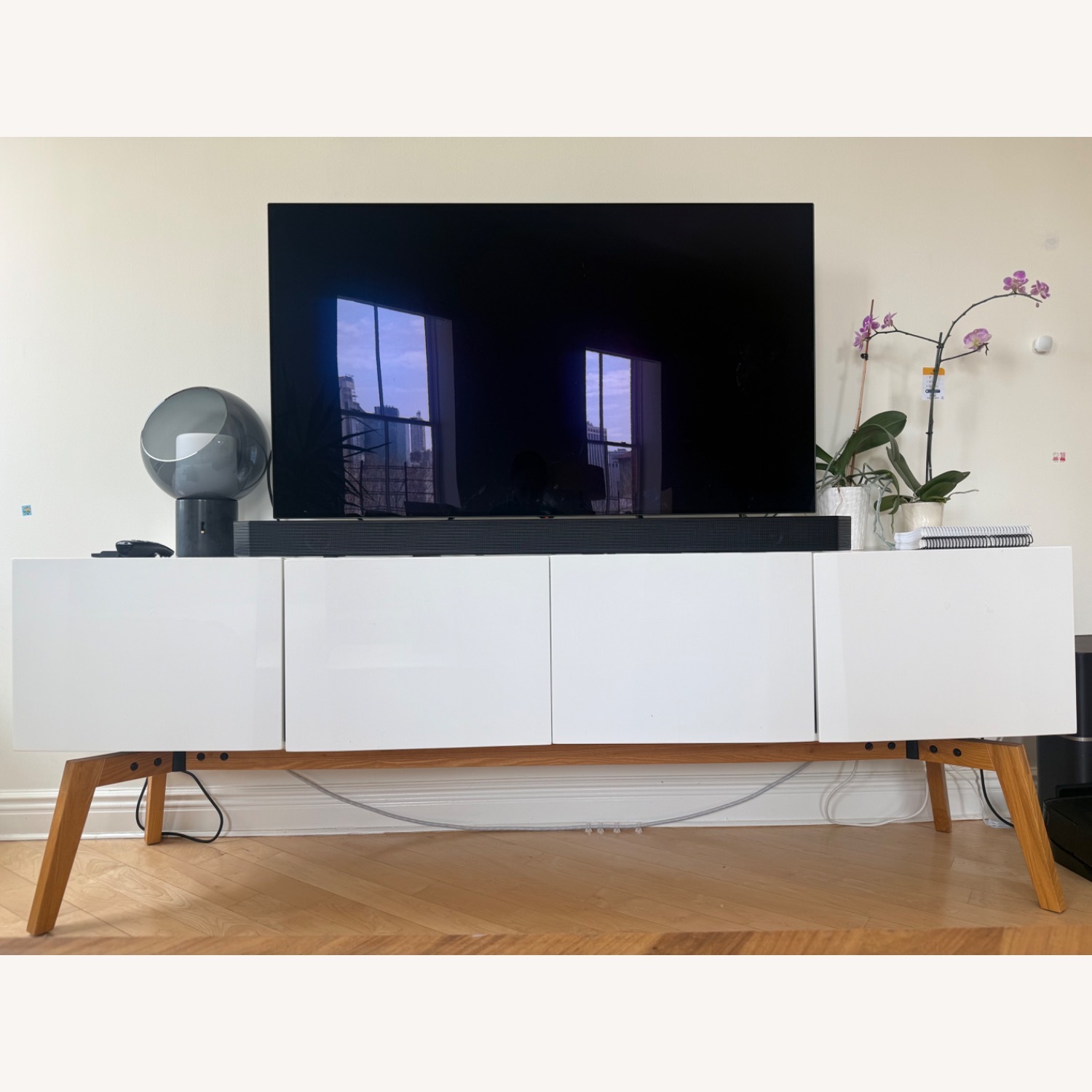 CB2 Alba Large White Lacquer Credenza - image-1
