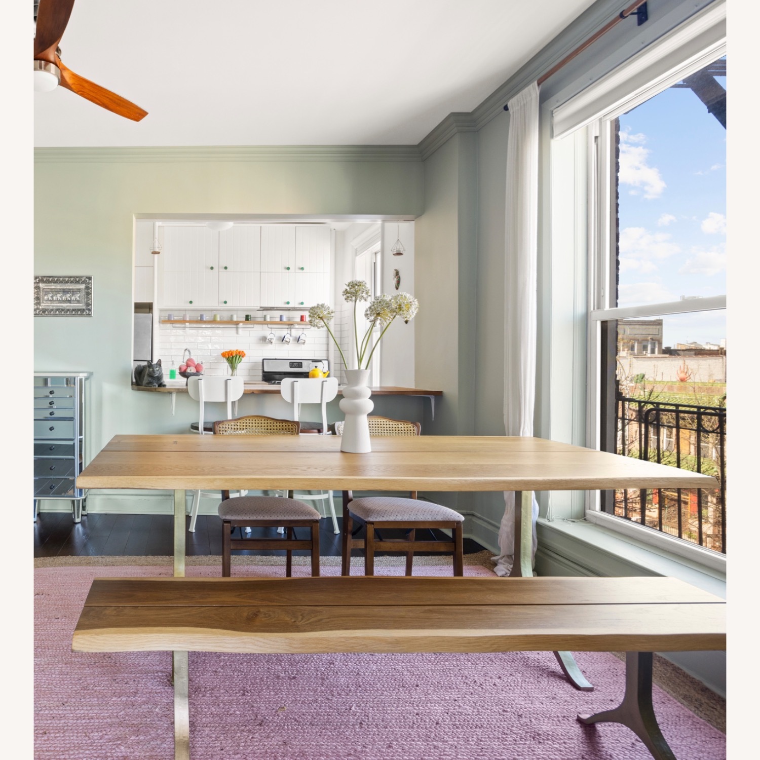 Anthropologie 80" Nemus Dining Table & Bench - image-1