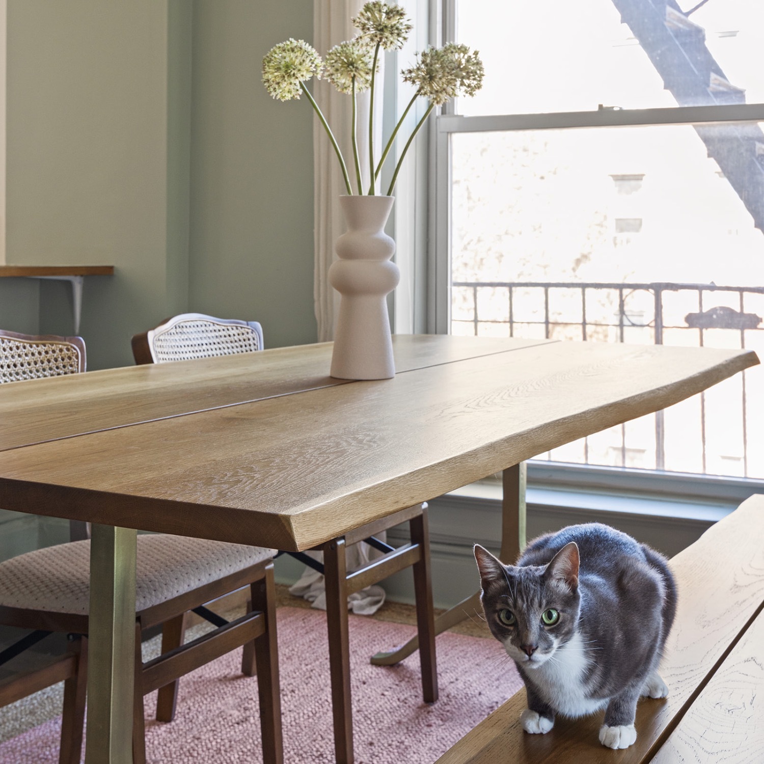 Anthropologie 80" Nemus Dining Table & Bench - image-3