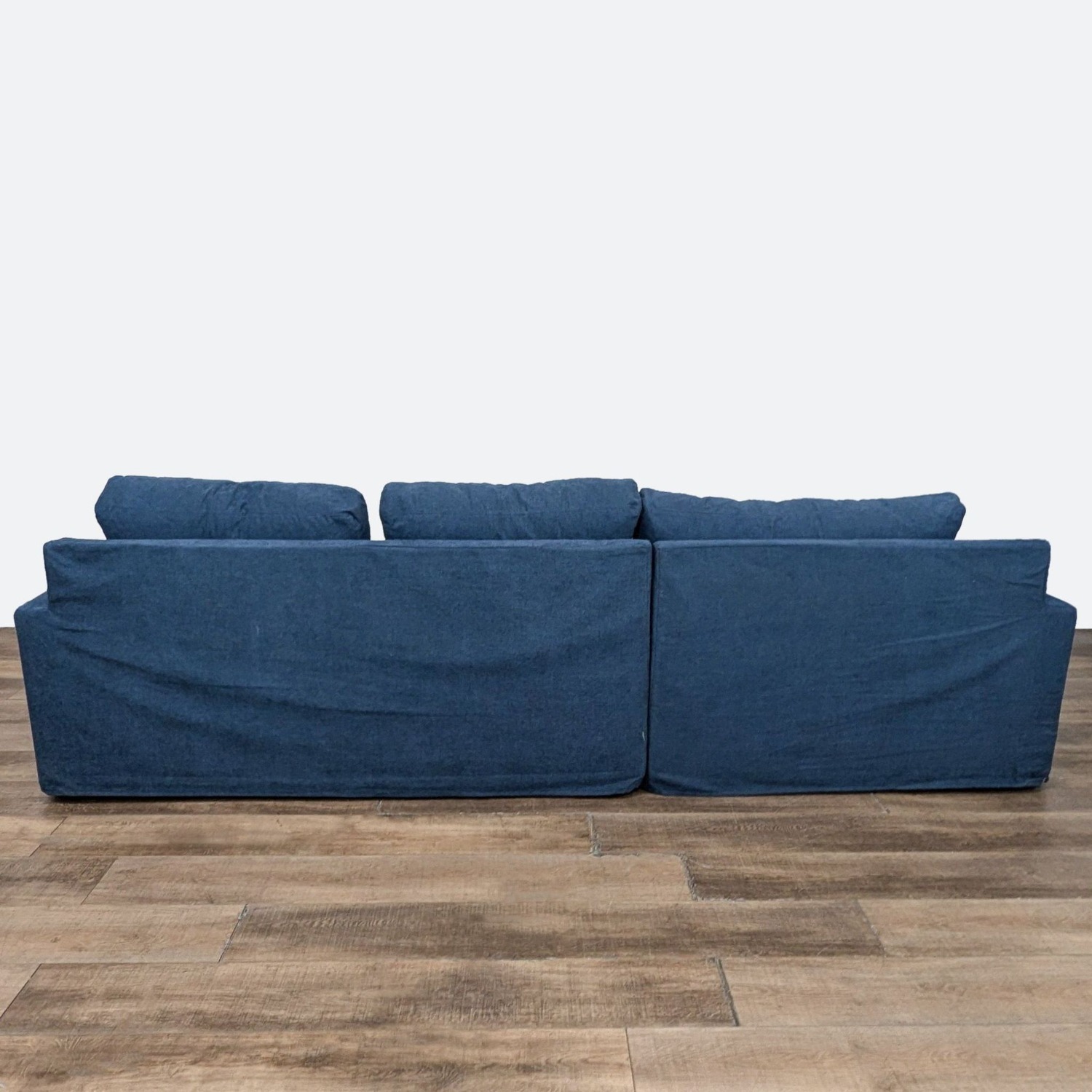 Pottery Barn Blue Slipcovered Sectional Sofa - image-2