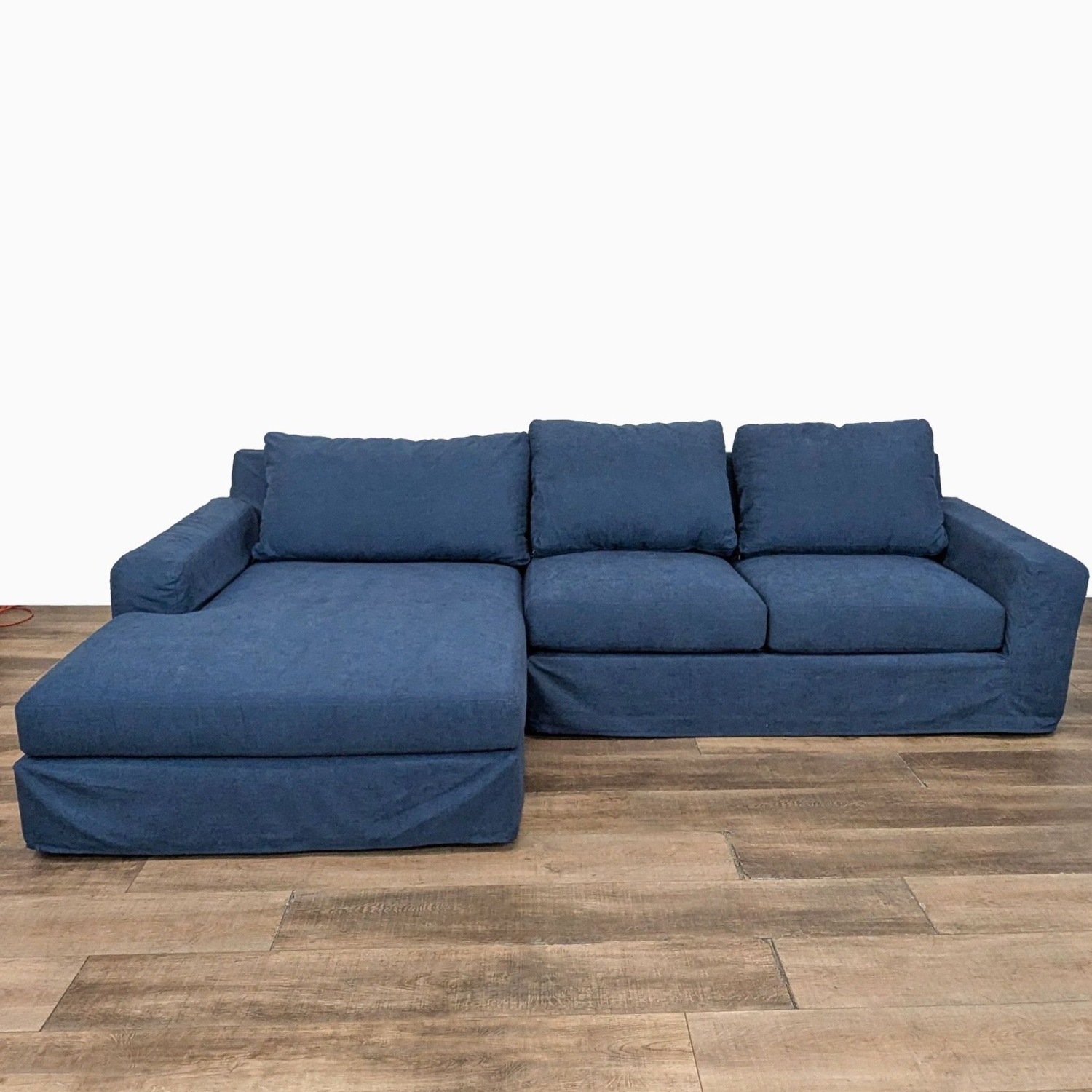 Pottery Barn Blue Slipcovered Sectional Sofa - image-1