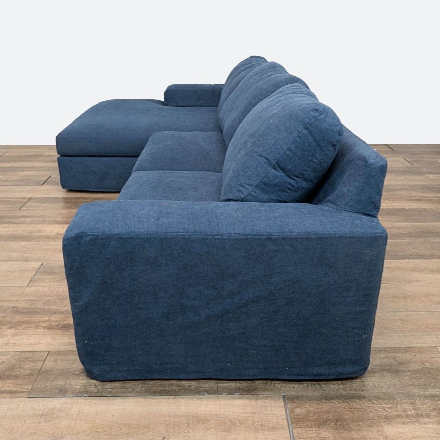 Pottery Barn Blue Slipcovered Sectional Sofa - image-4