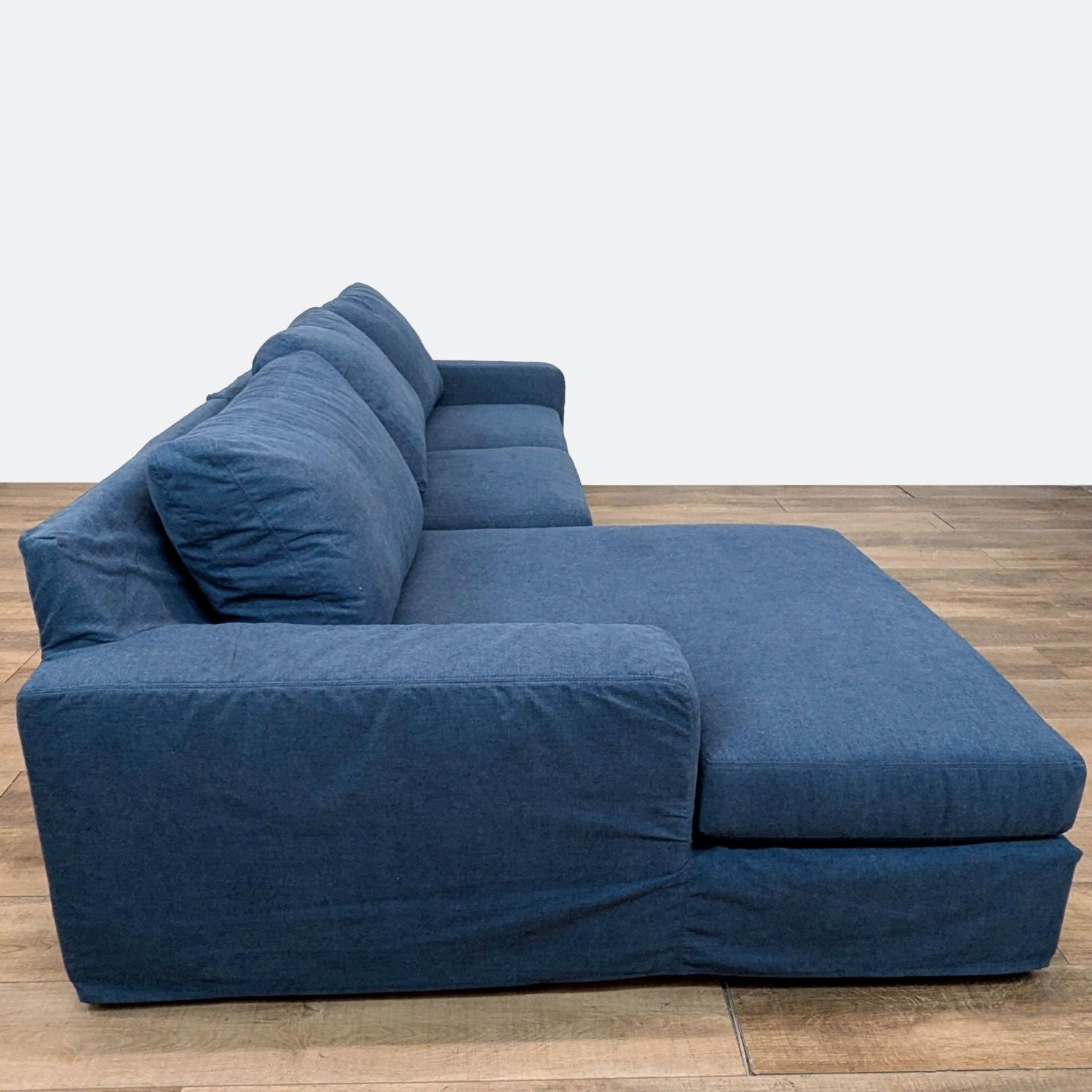 Pottery Barn Blue Slipcovered Sectional Sofa - image-3