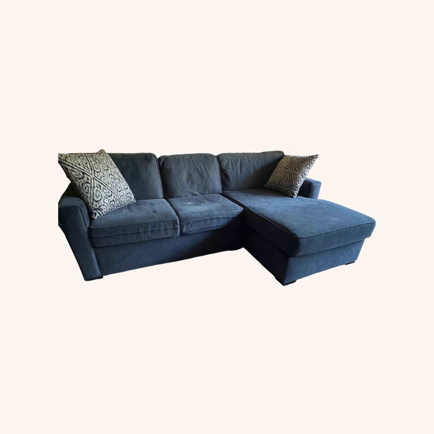 Bonaterra Midnight Blue Fabric 97" Sofa with Reversible Chaise - image-0