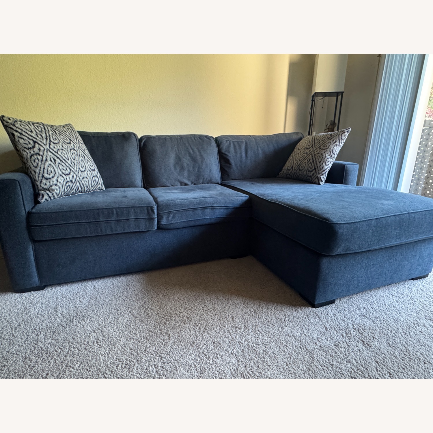 Bonaterra Midnight Blue Fabric 97" Sofa with Reversible Chaise - image-2