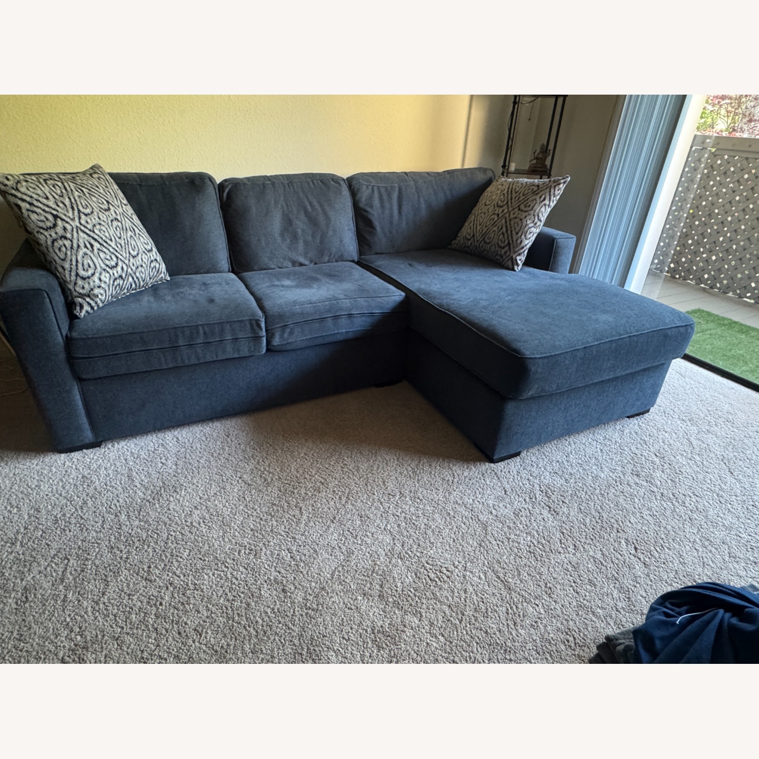 Bonaterra Midnight Blue Fabric 97" Sofa with Reversible Chaise - image-4