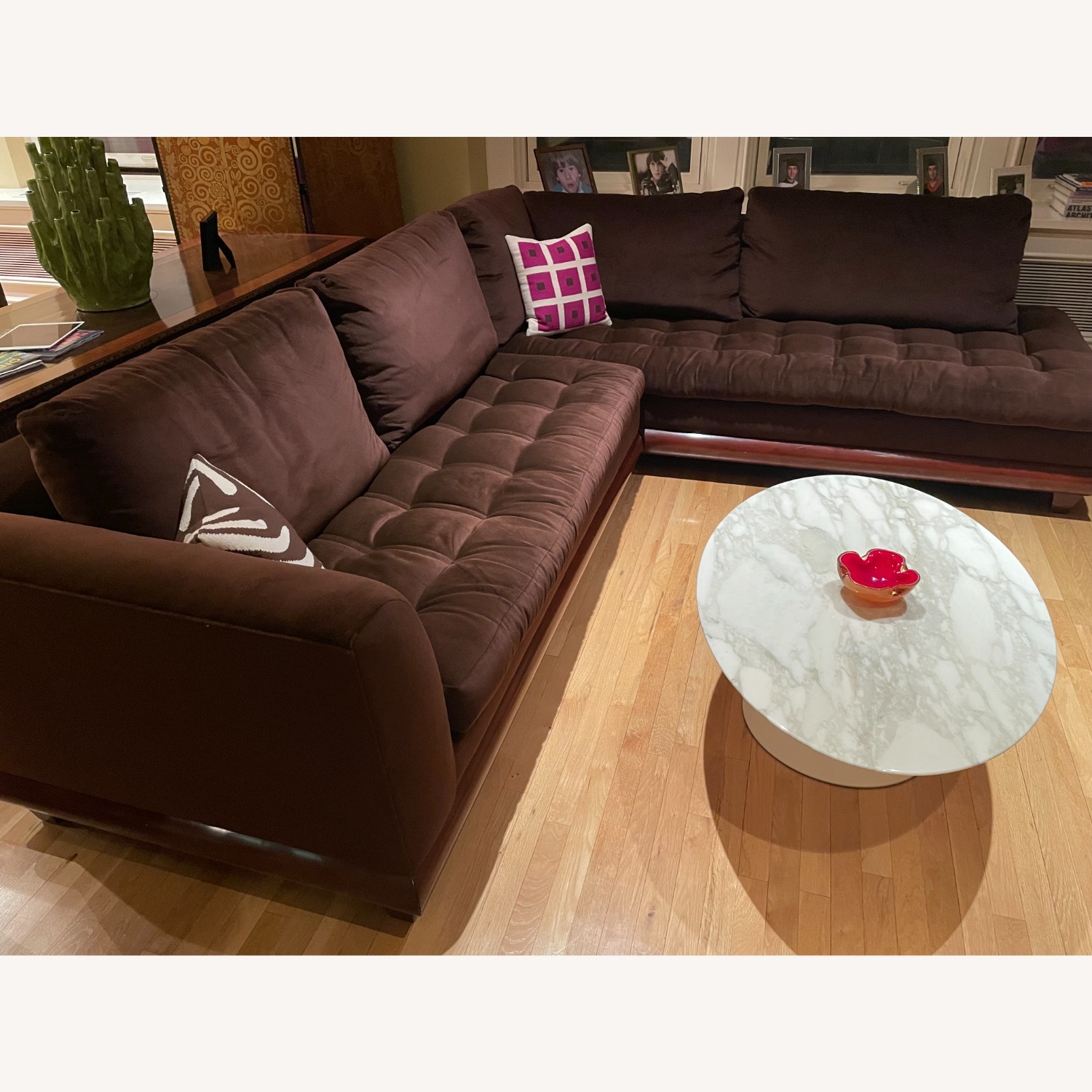 A. Rudin Chocolate Brown Sectional Sofa - image-1