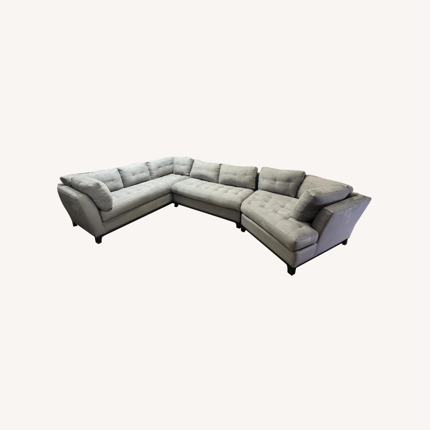 Grey Cindy Crawford Sectional Couch Sofa - image-0