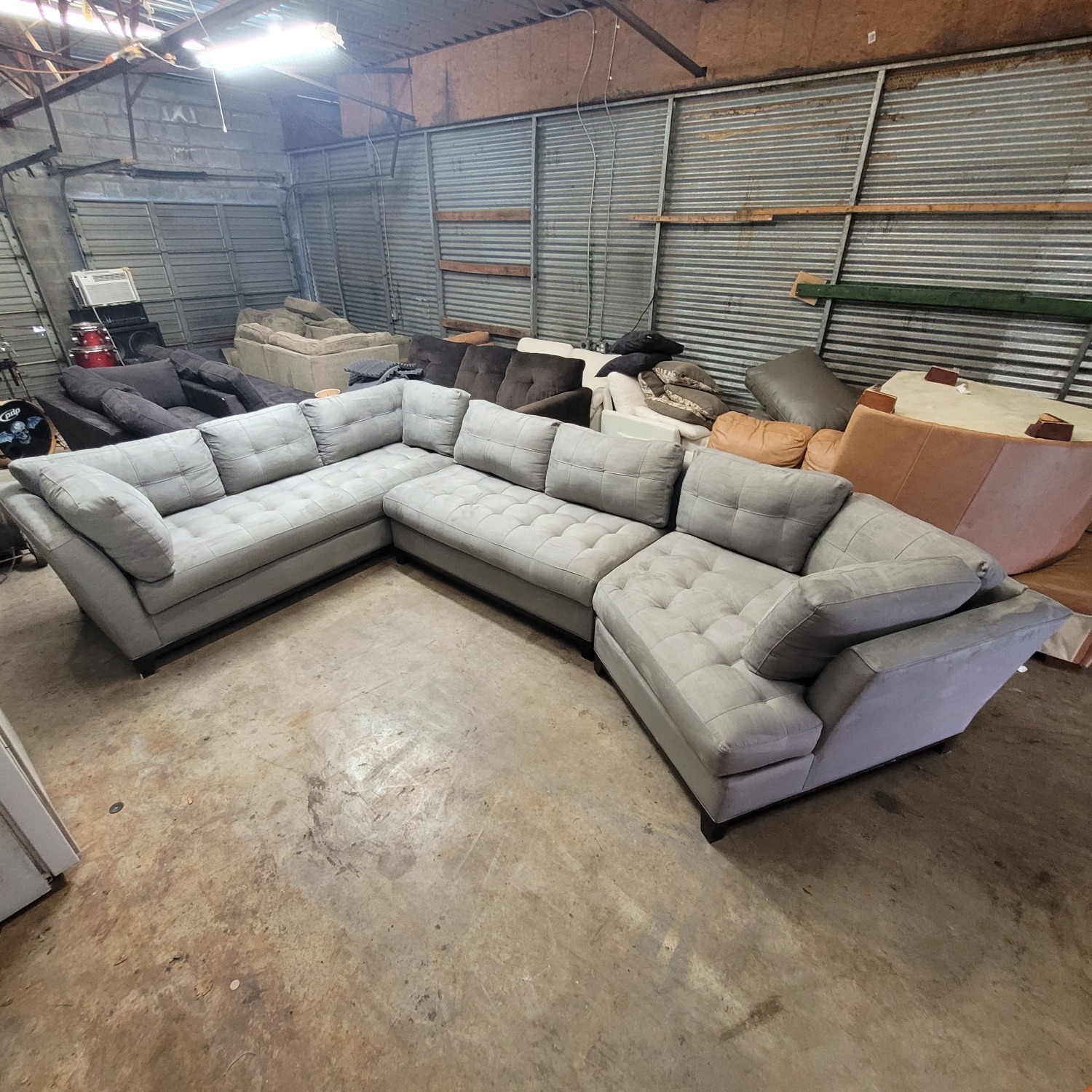 Grey Cindy Crawford Sectional Couch Sofa - image-10