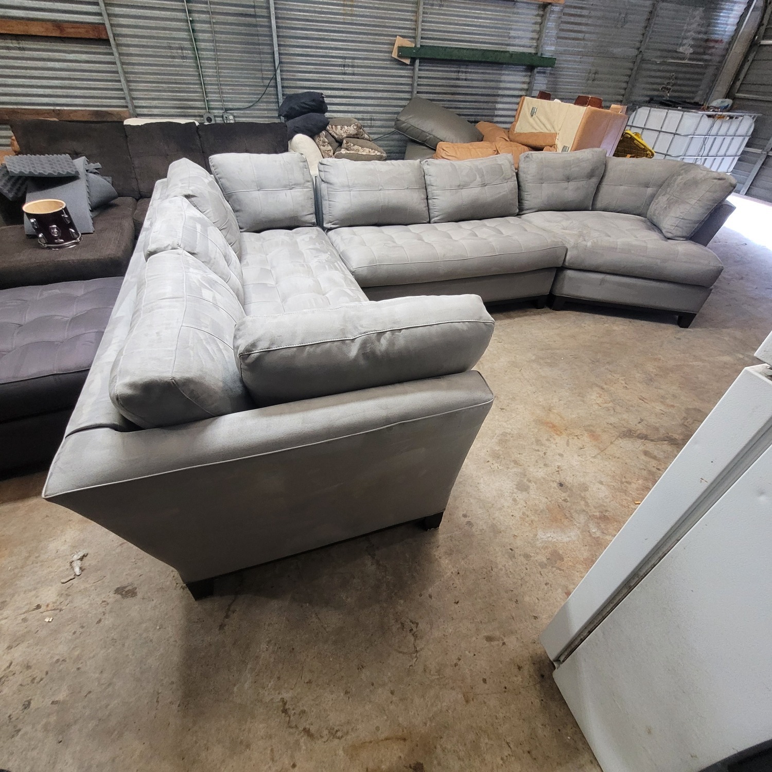 Grey Cindy Crawford Sectional Couch Sofa - image-2