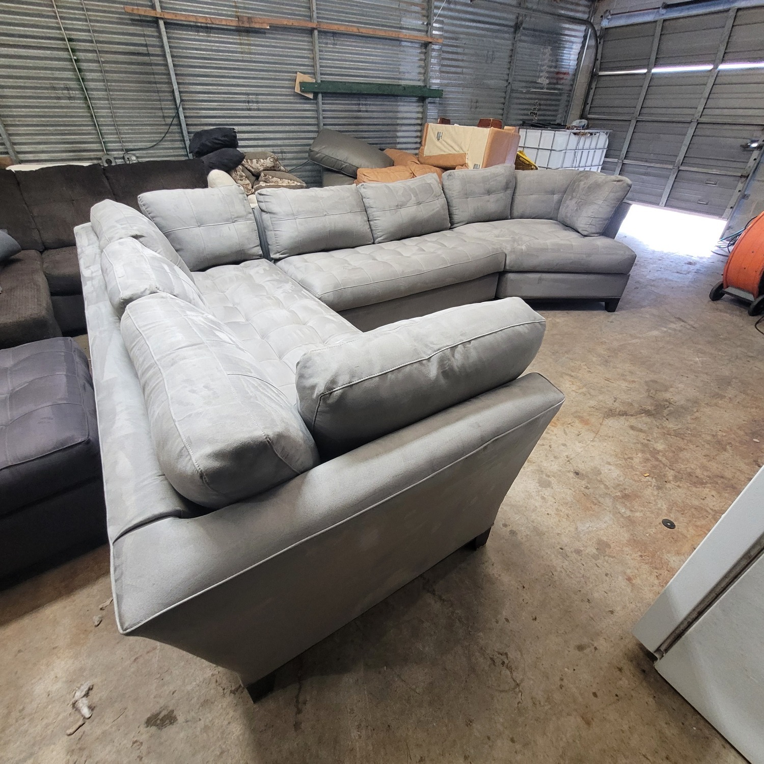 Grey Cindy Crawford Sectional Couch Sofa - image-6