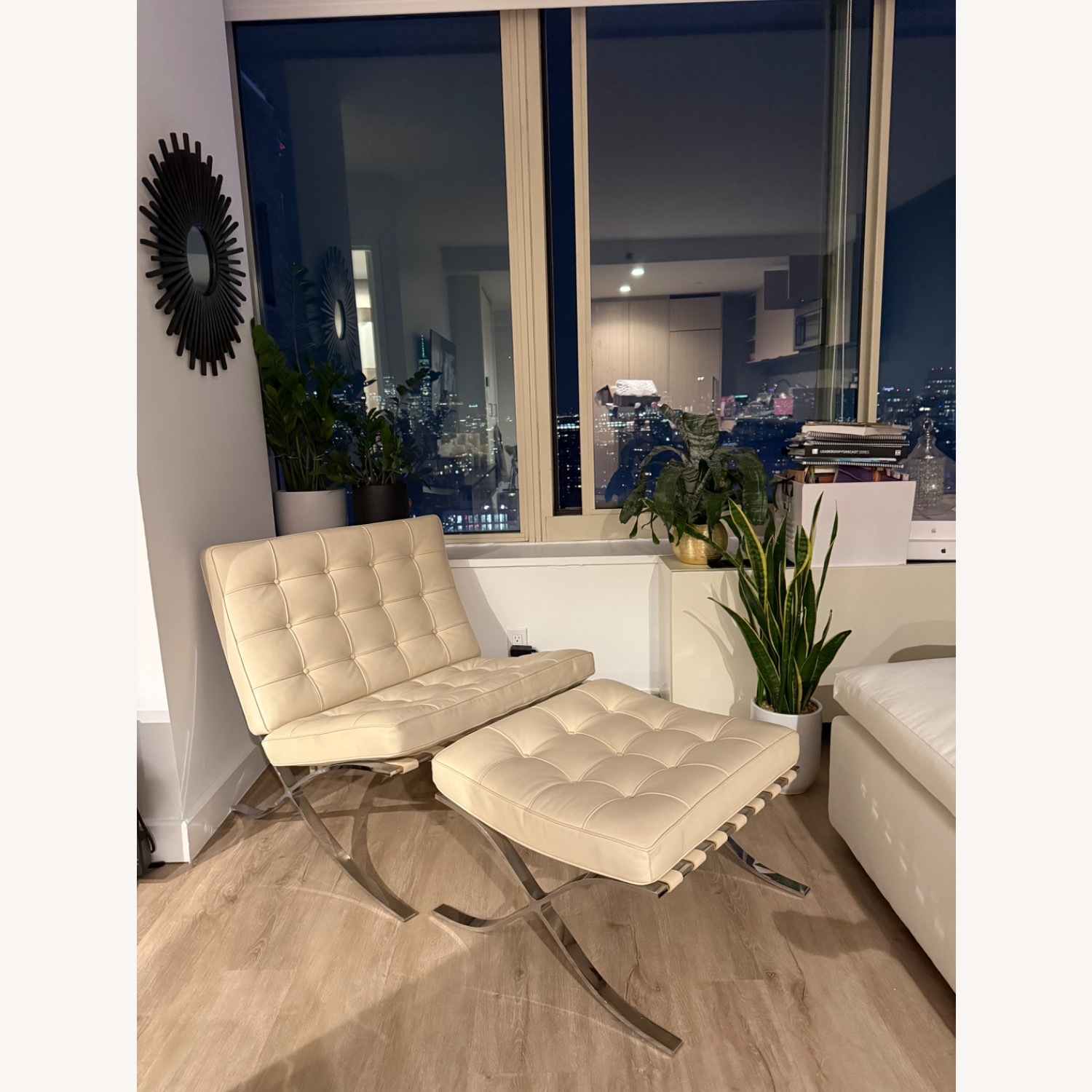 Barcelona Leather Chair and Ottoman - image-1