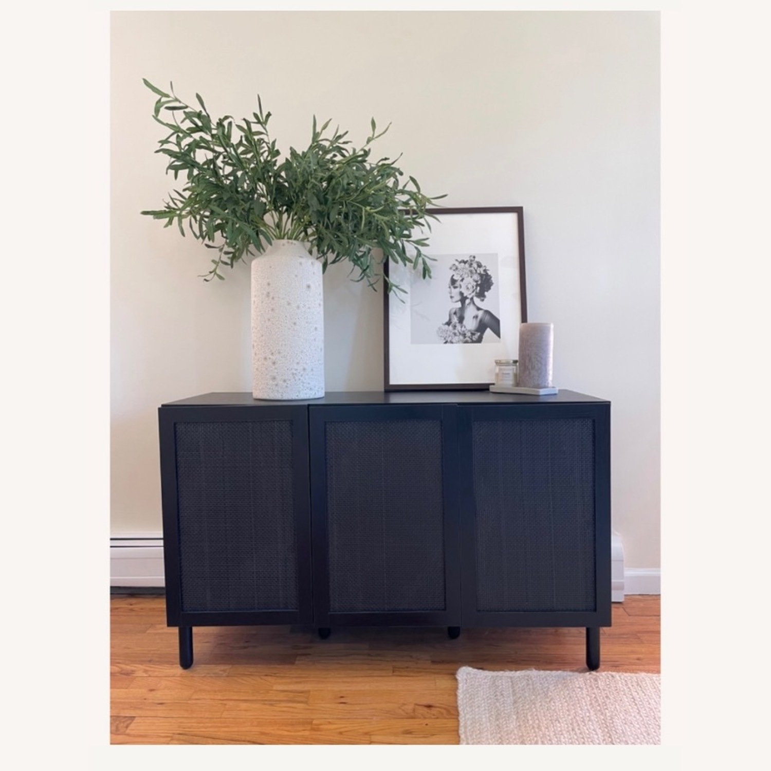 Black Sideboard with Woven Doors - image-1