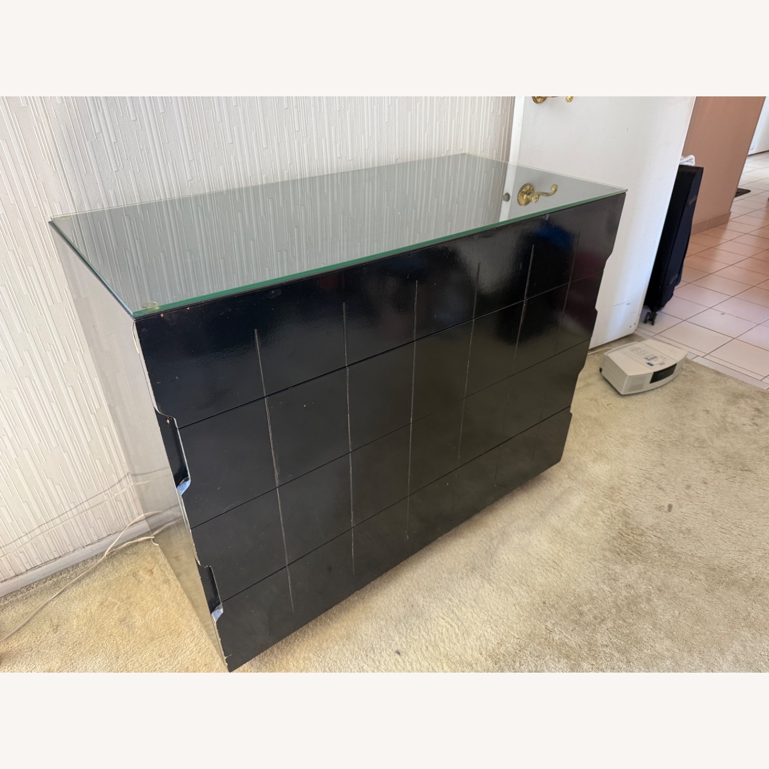 Vintage Black Wood Dresser - image-9