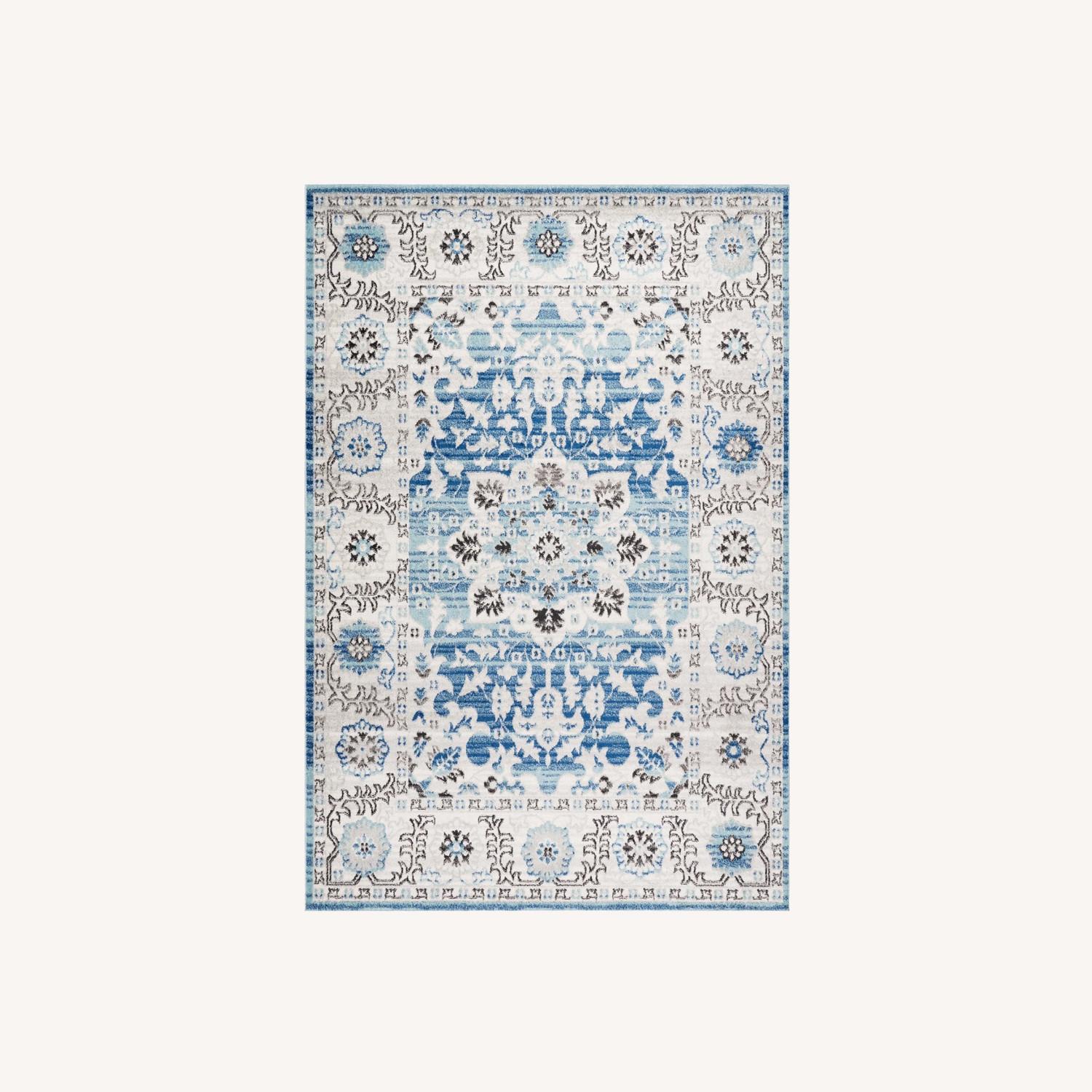 Tameika Blue Floral Area Rug - image-0