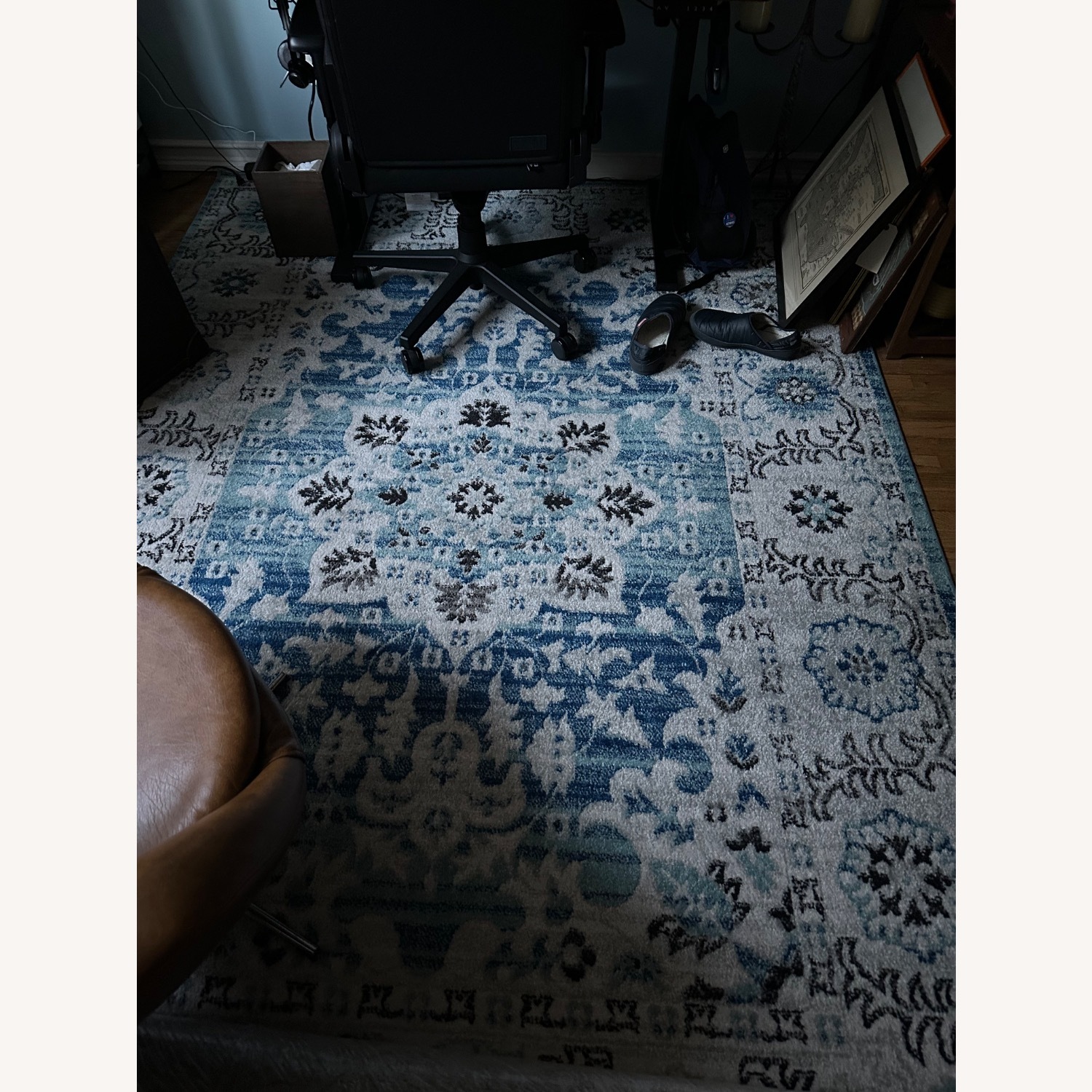 Tameika Blue Floral Area Rug - image-1