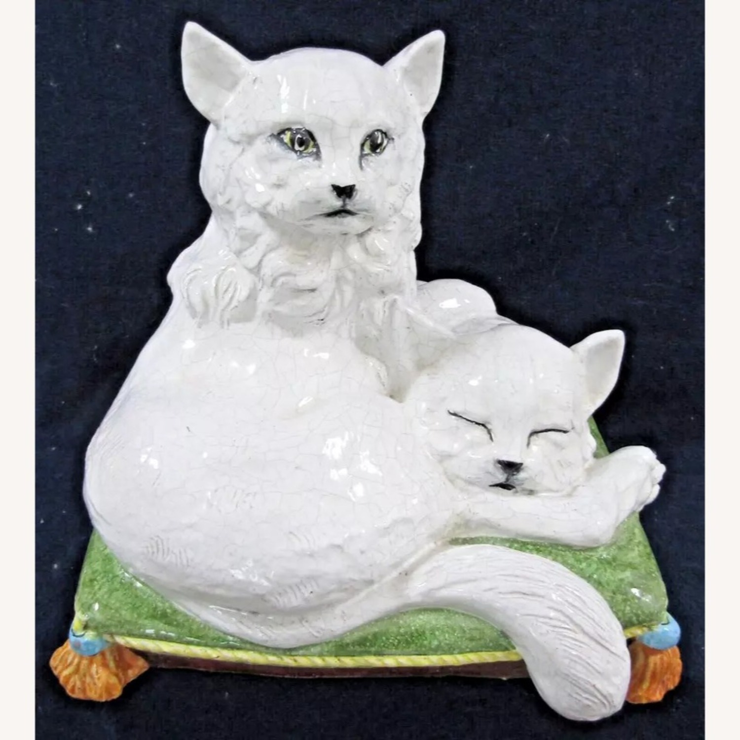 Vintage Sculpture Italian Terra Cotta Two Cats - image-2