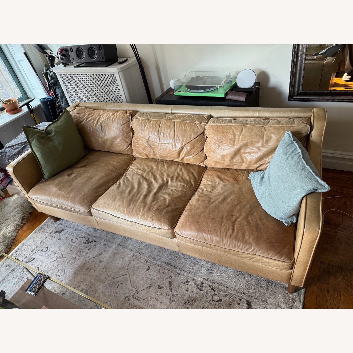 West Elm Hamilton Full Leather Couch - image-1