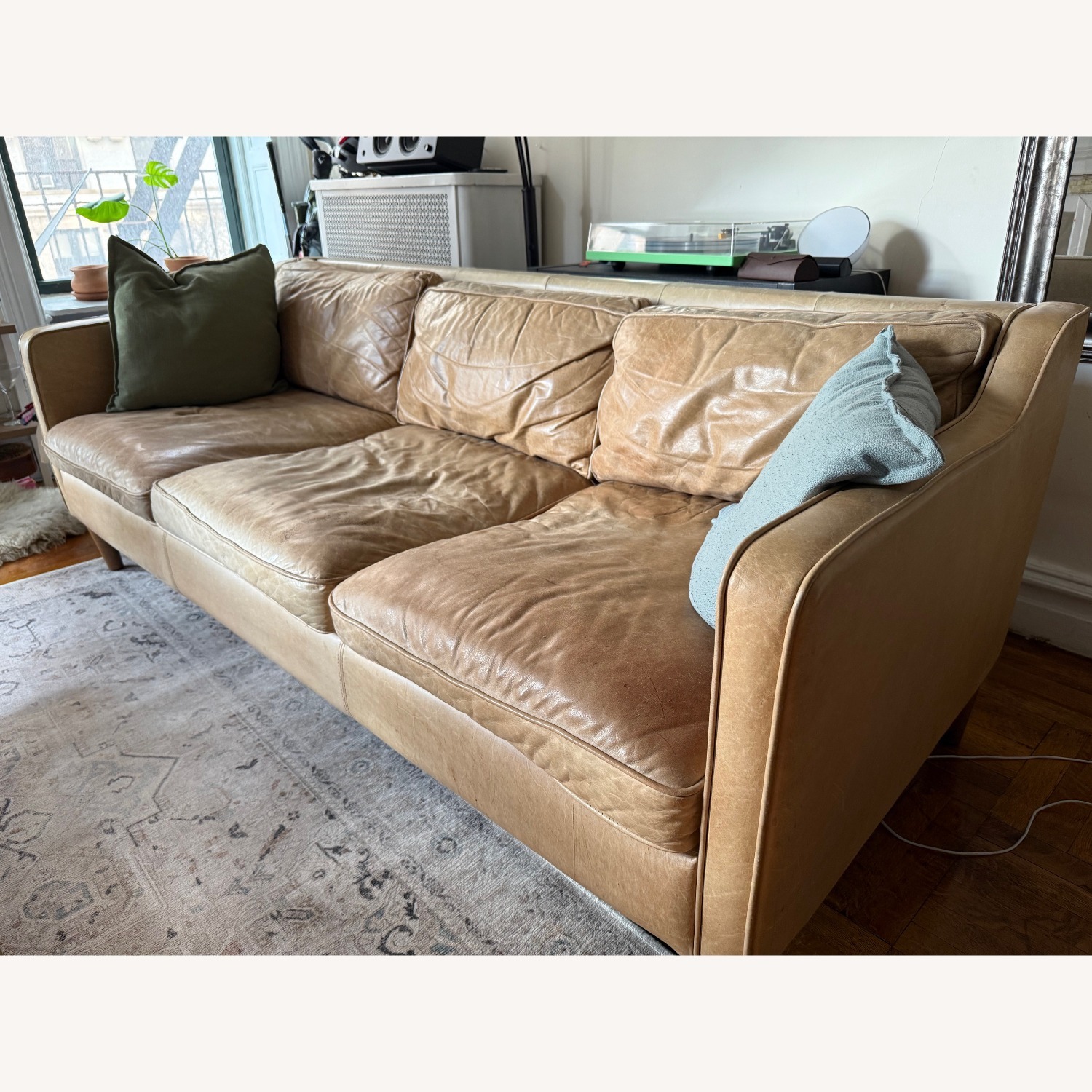 West Elm Hamilton Full Leather Couch - image-2