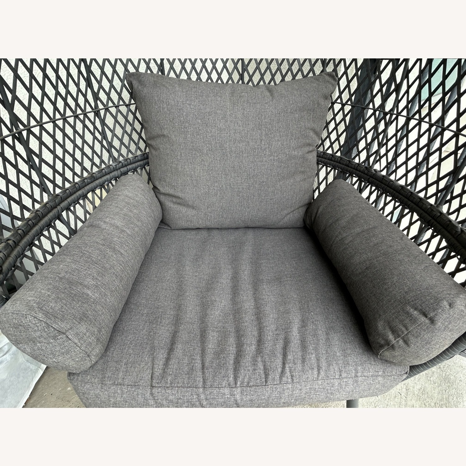 Steel Outdoor Wicker Egg Chair, Gray - image-2
