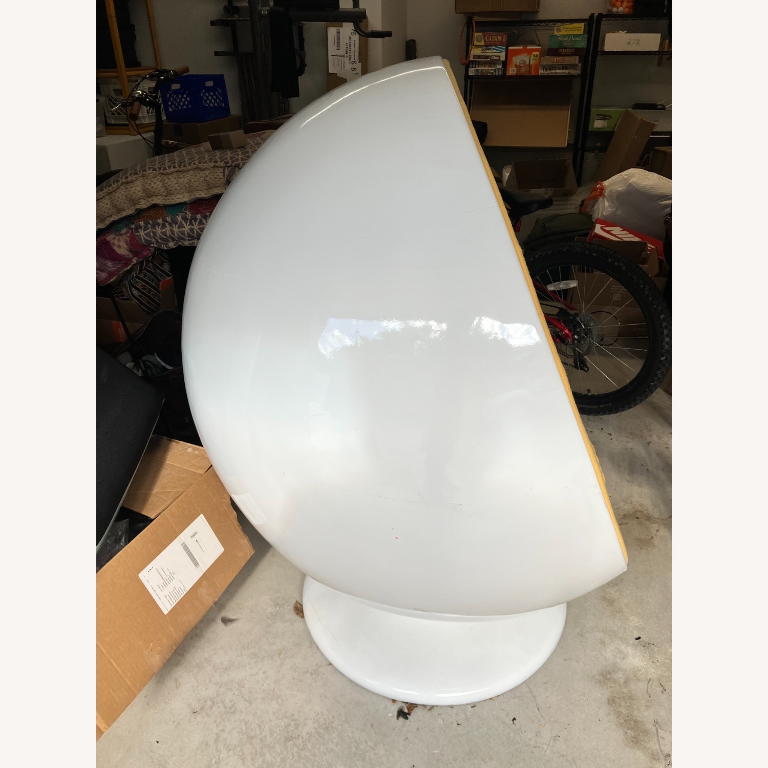 ModShop Yellow Felt Interior White Lacquer Mod Ball Chair - image-3