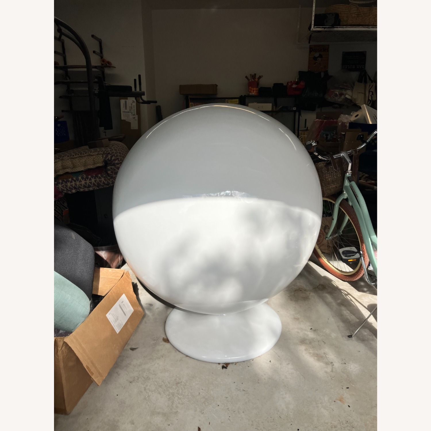 ModShop Yellow Felt Interior White Lacquer Mod Ball Chair - image-4