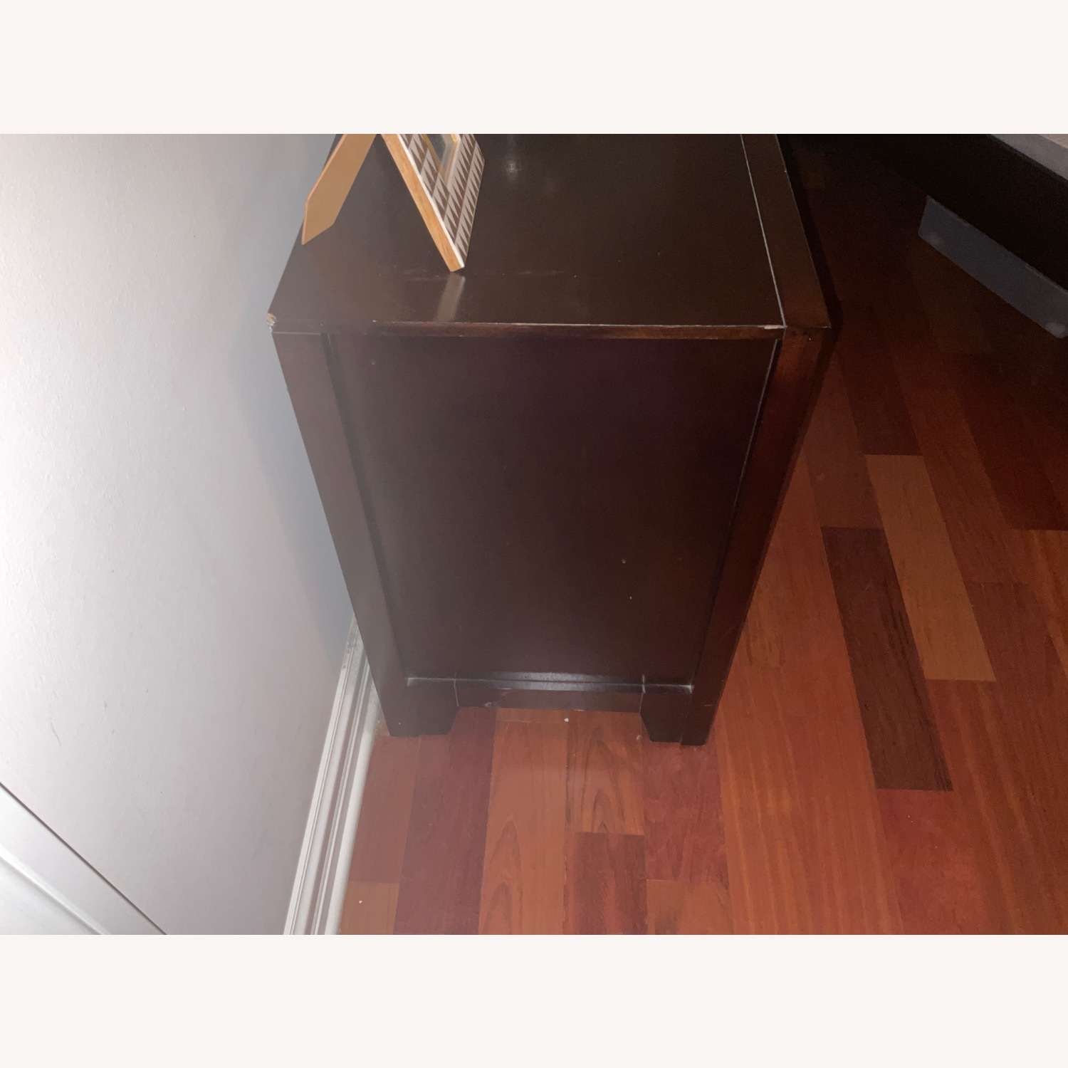 Dark Wood 2-Drawer Bedside Nightstand - image-2