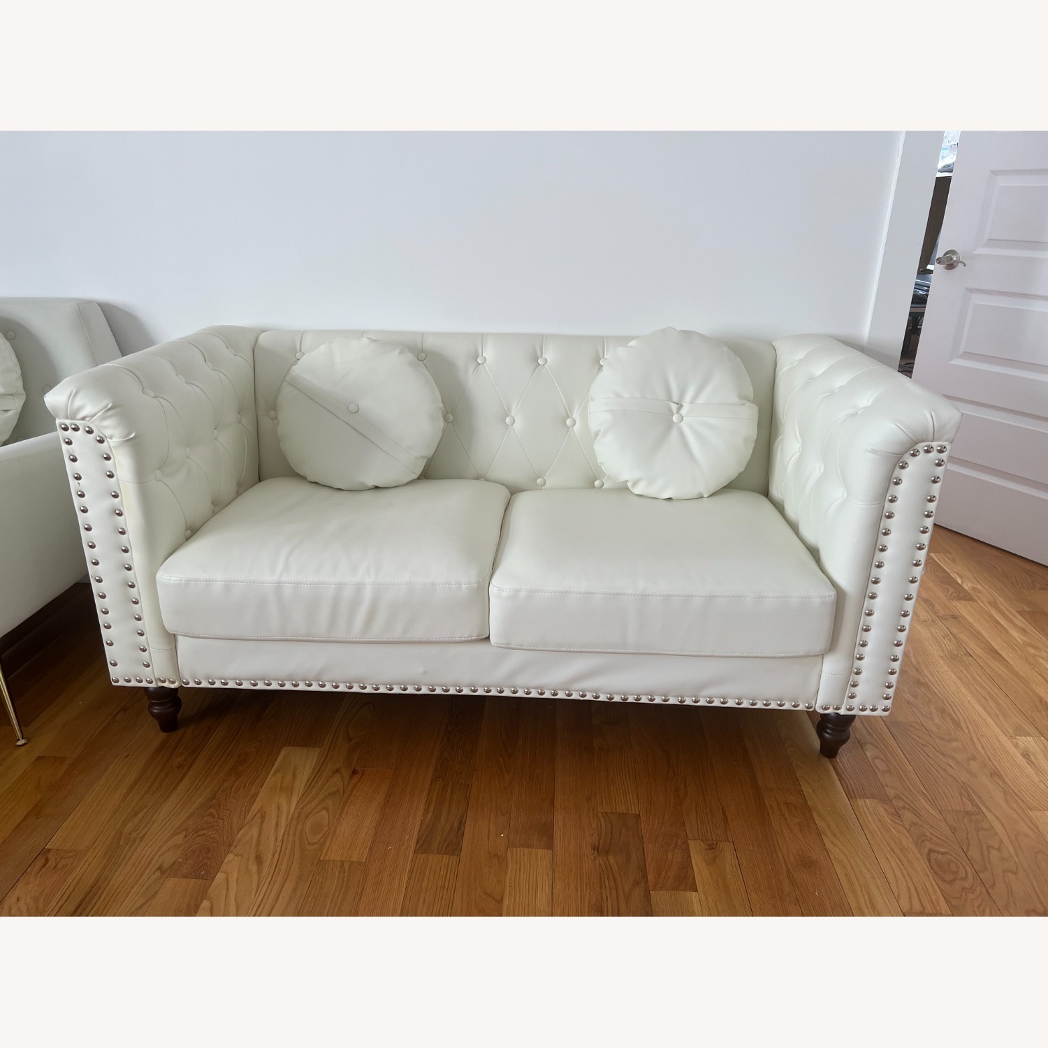 Wayfair White Leather Studded Couch - image-1