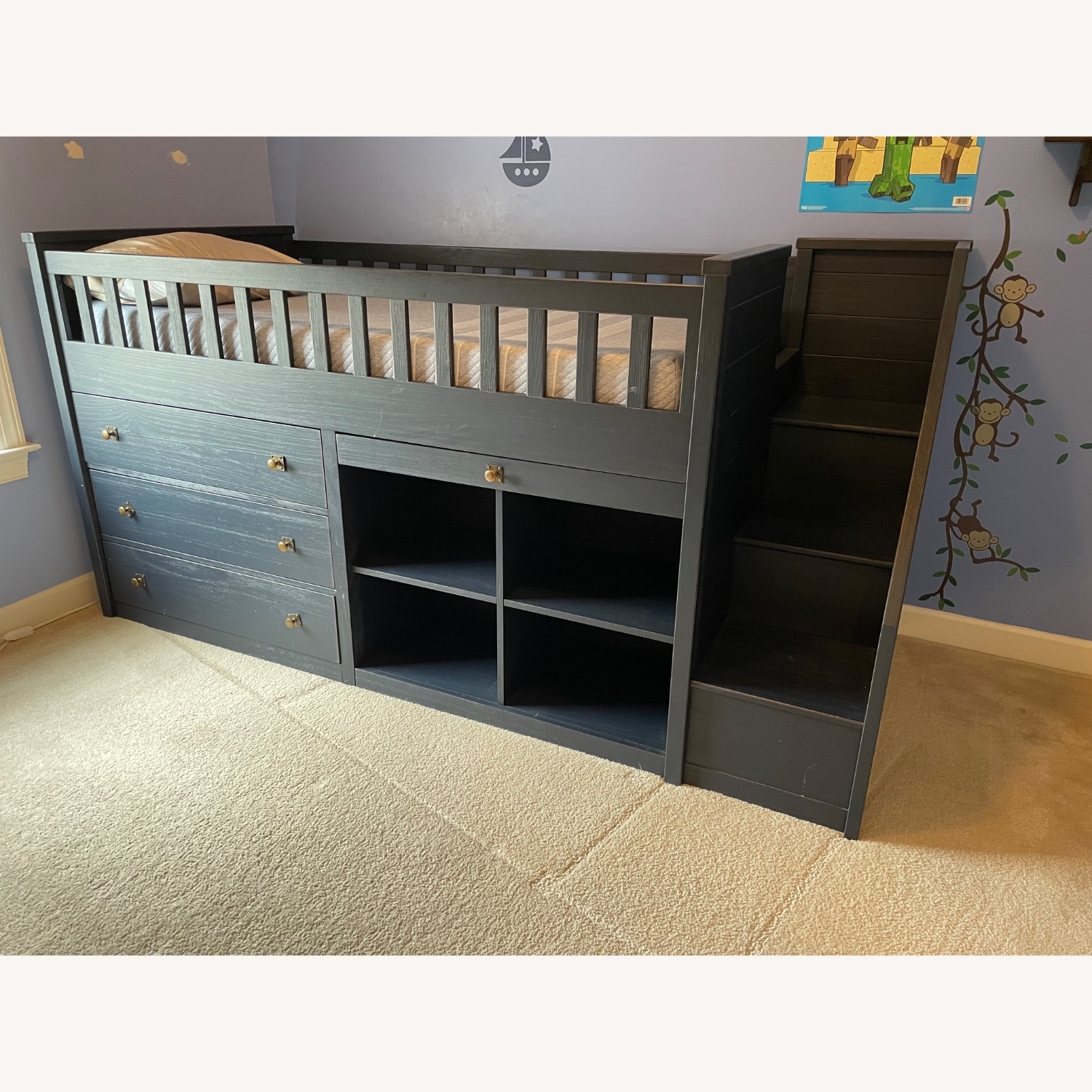 Pottery Barn Step Up Captain's Bed Navy Blue - image-1