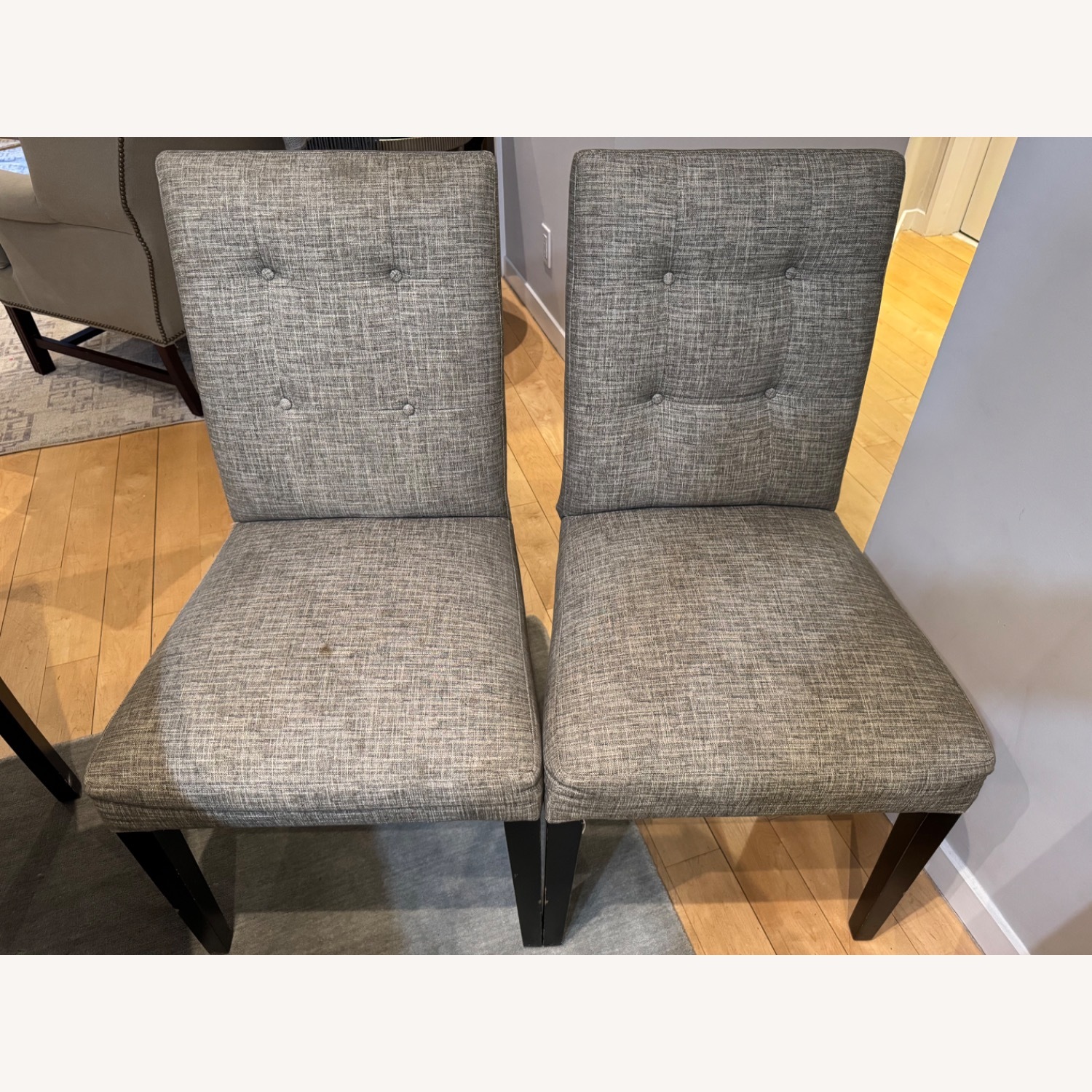 Six Crate & Barrel Upholstered Dining Chairs - image-1