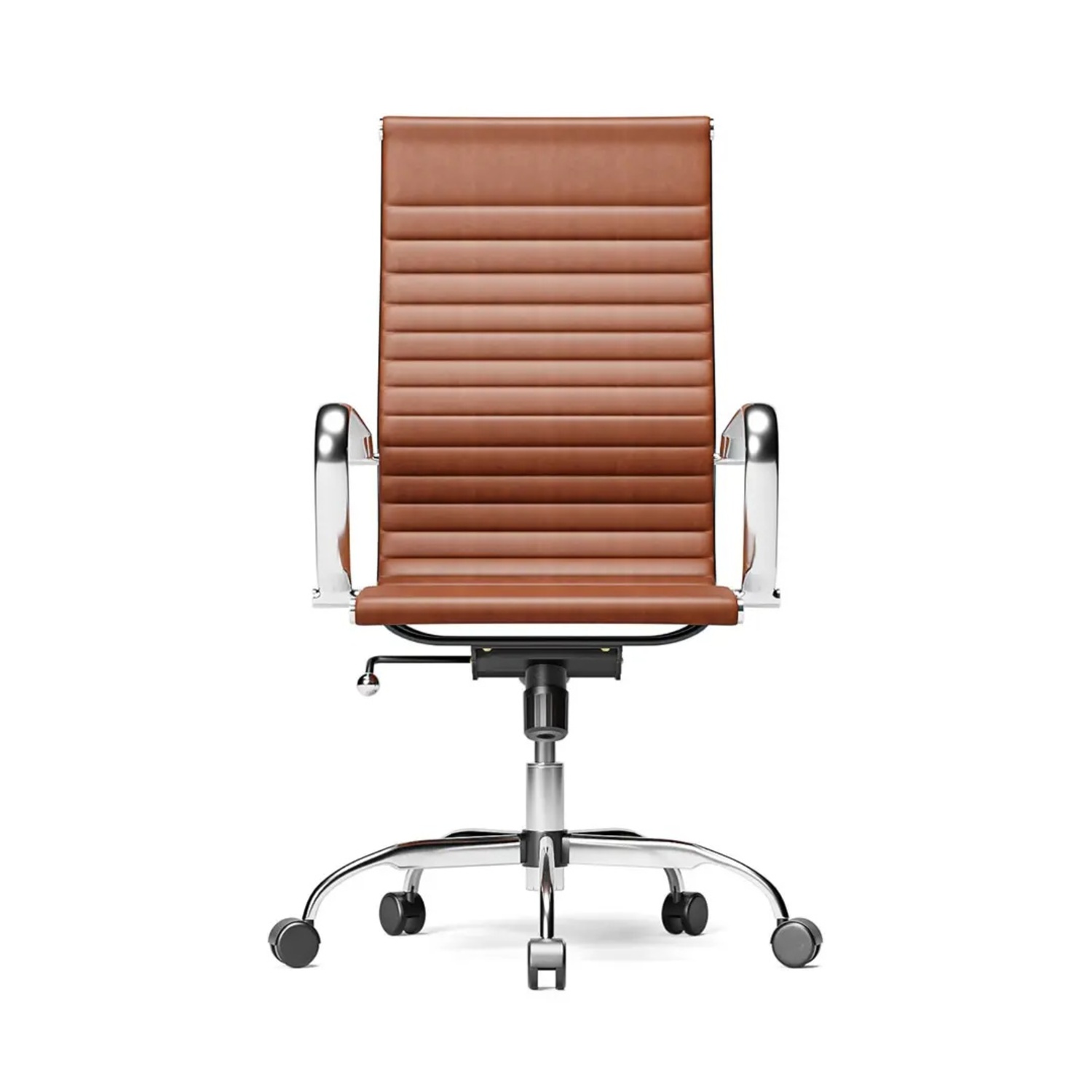 Sleek Modern Office Chair, Ribbed Light Brown - image-0