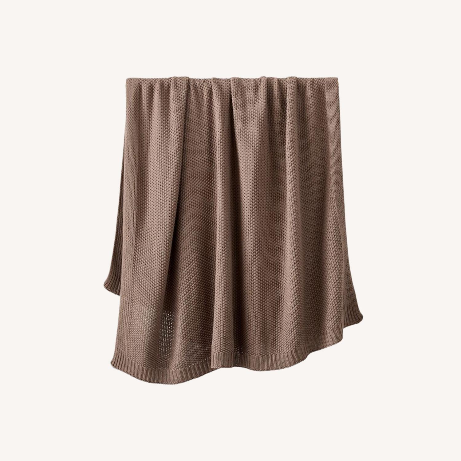 West Elm Cotton Knit Throw, Taupe - image-0