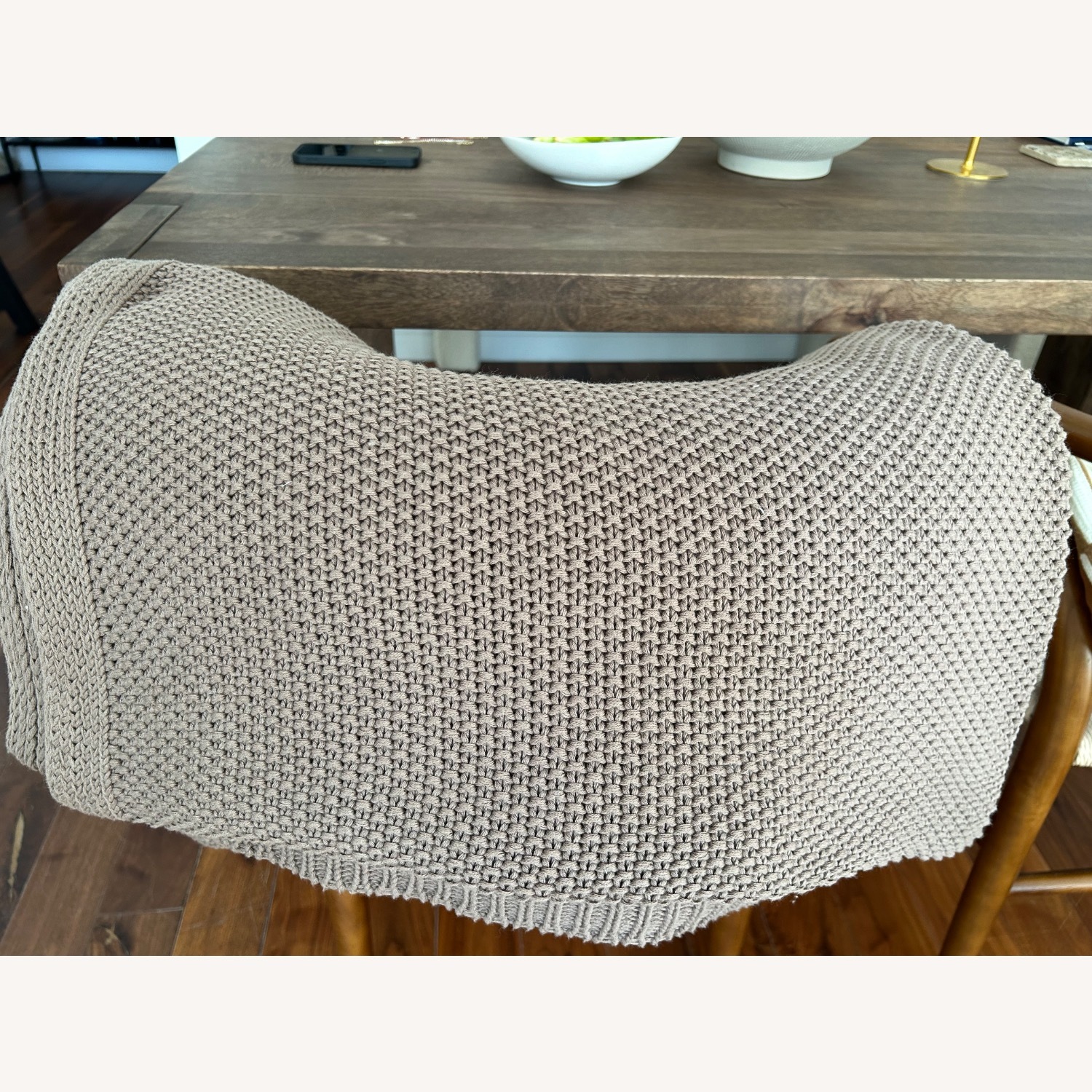 West Elm Cotton Knit Throw, Taupe - image-1