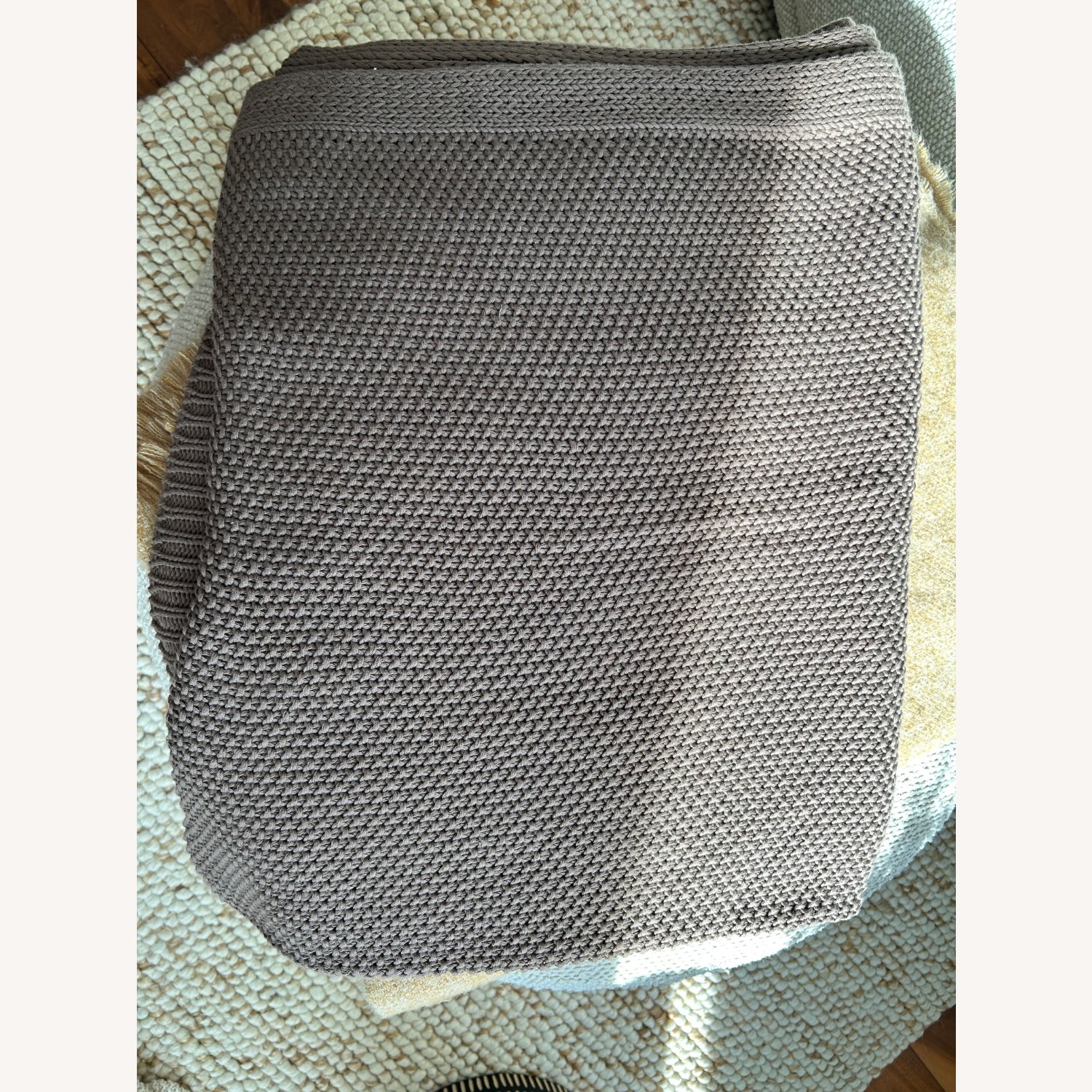West Elm Cotton Knit Throw, Taupe - image-3
