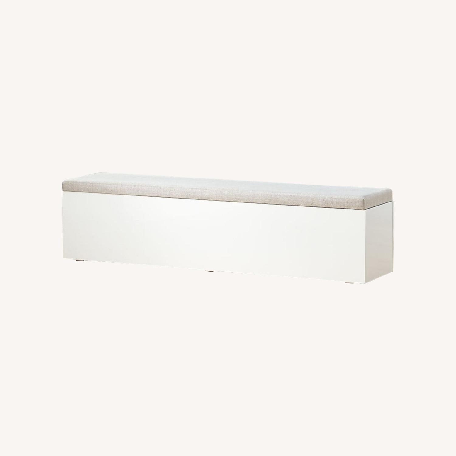 CB2 Large White Sand Storage Bench - image-0