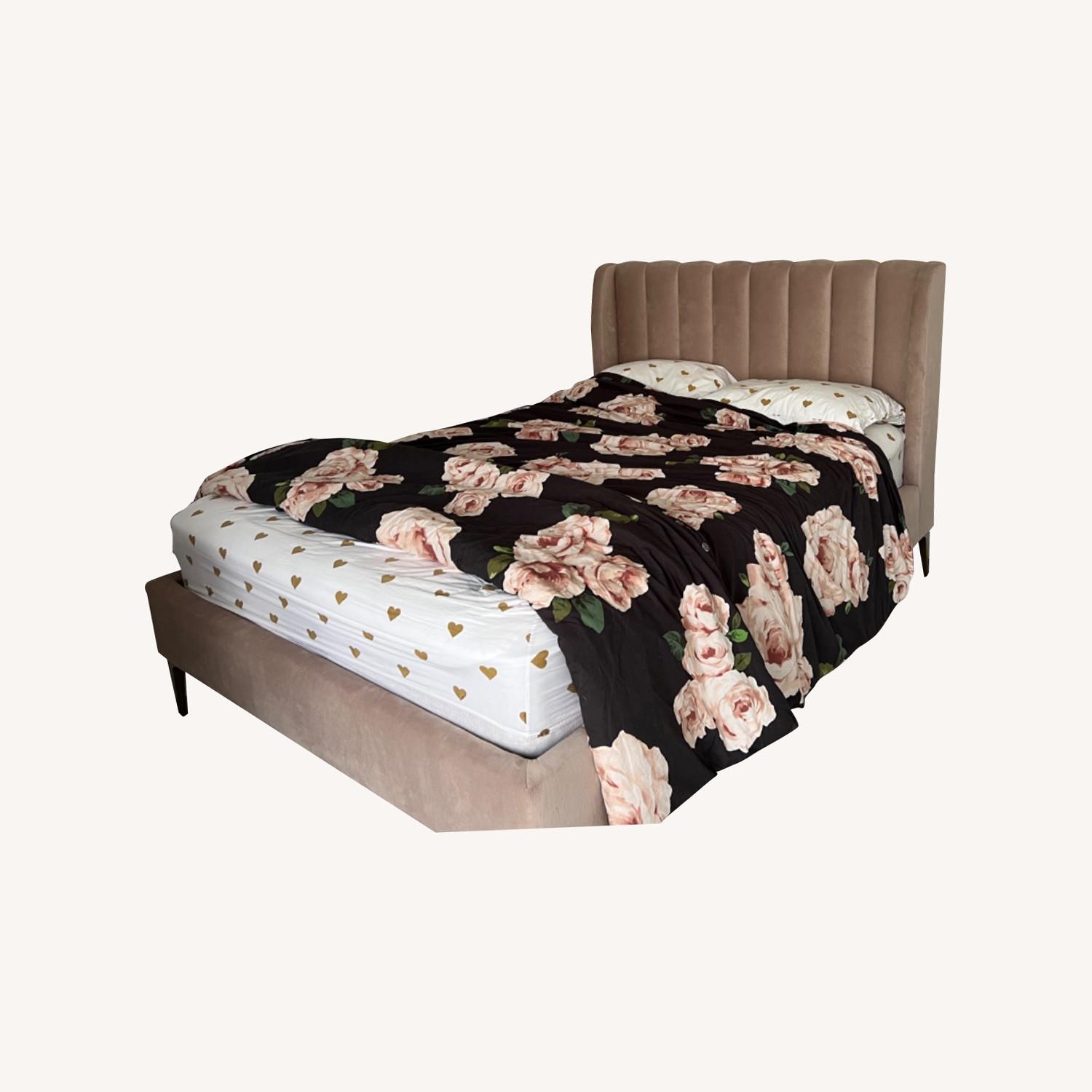 Pottery Barn Teen Velvet Dusty Blush Bed - image-0