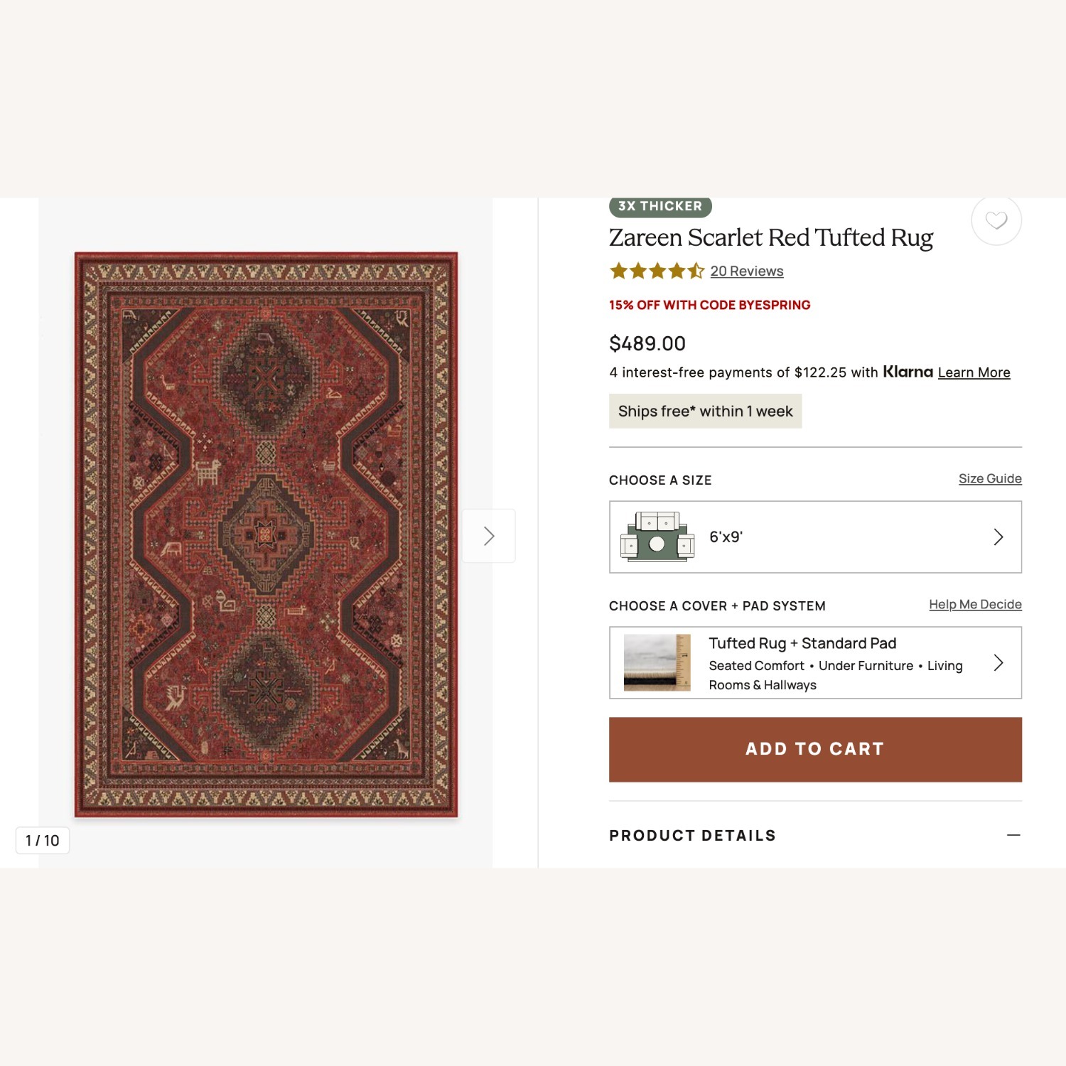 Ruggable 6'x9' Zareen Red Area Rug - image-1