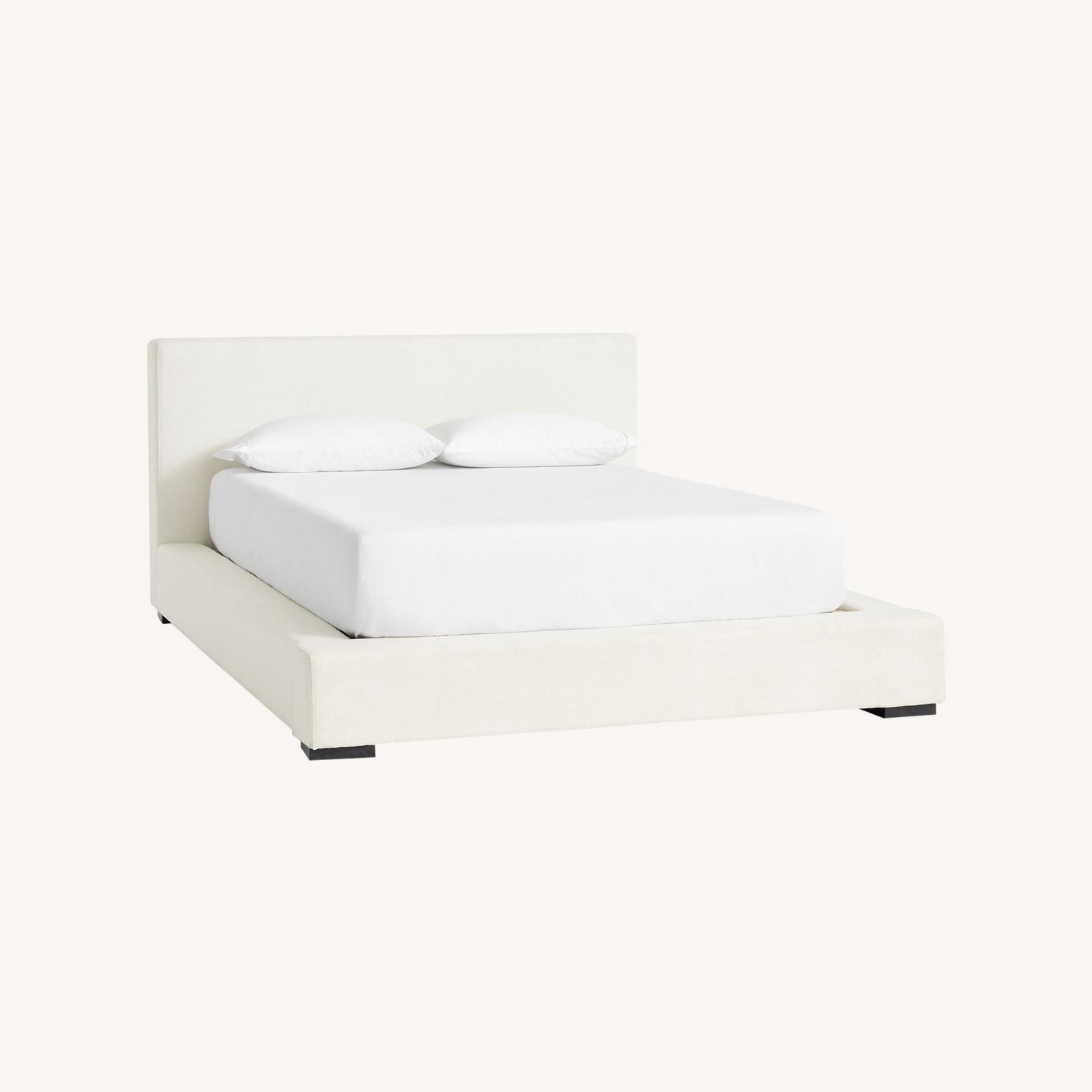 Pottery Barn Carmel Low Upholstered Bed Oatmeal - image-0