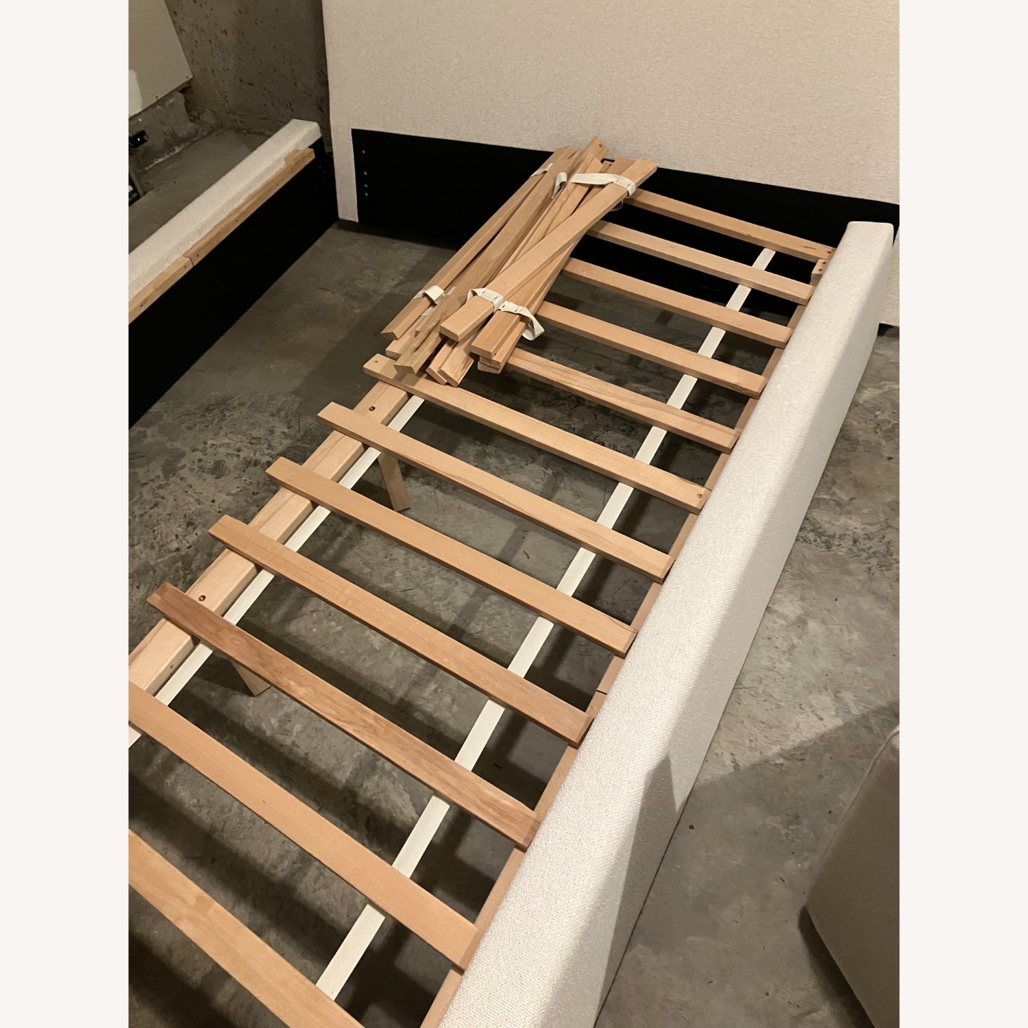 Pottery Barn Carmel Low Upholstered Bed Oatmeal - image-1