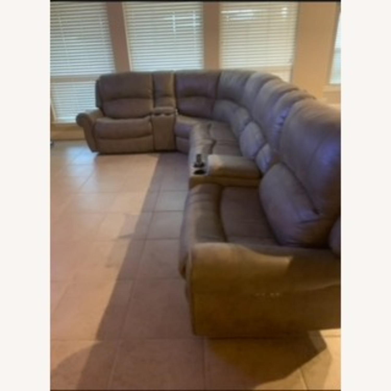 Brown Leather Sectional - image-1
