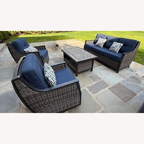 Used Agio Bridgeport 4 piece outdoor deep seating set for sale on AptDeco