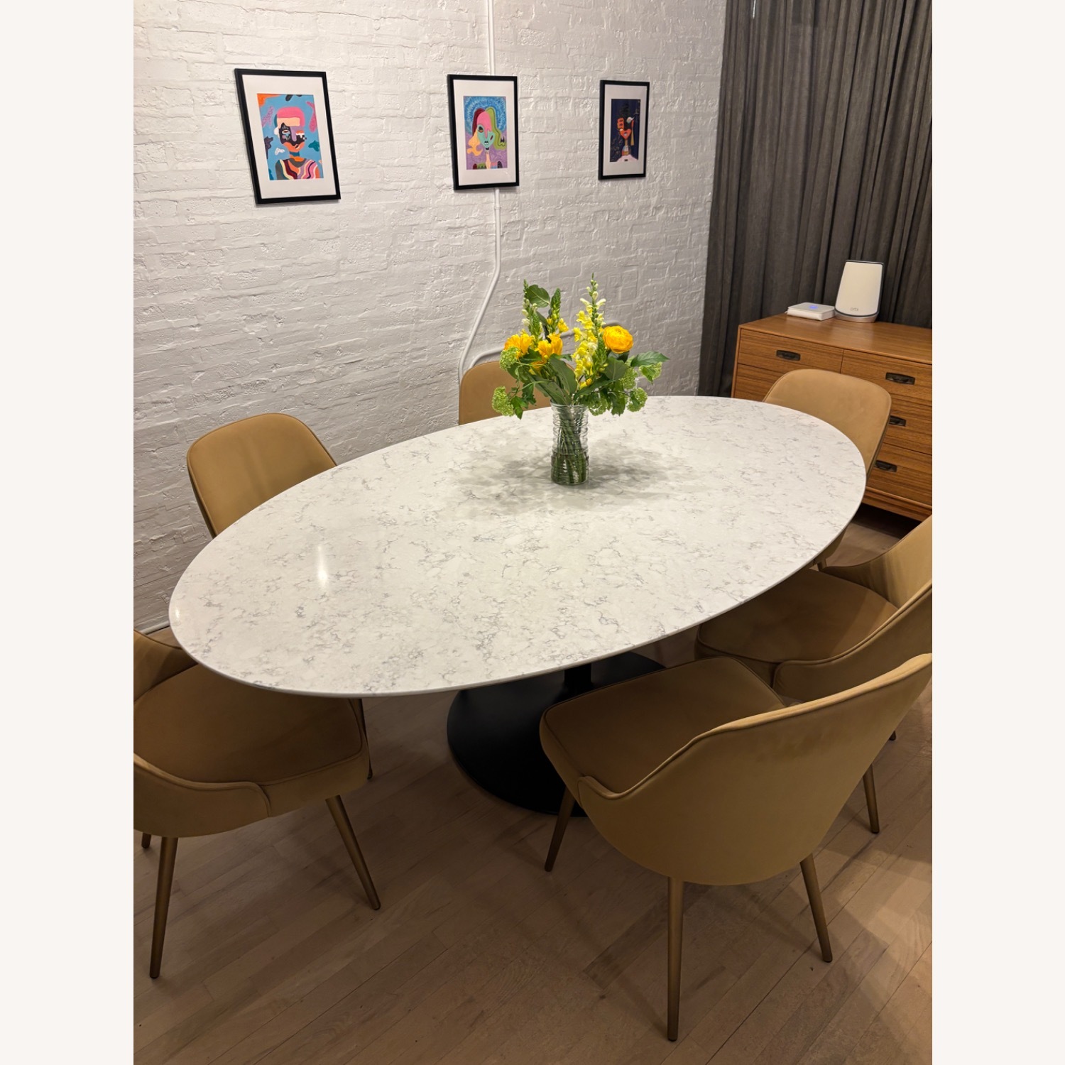 CB2 Oval Marble Table with Graphite Base - image-2