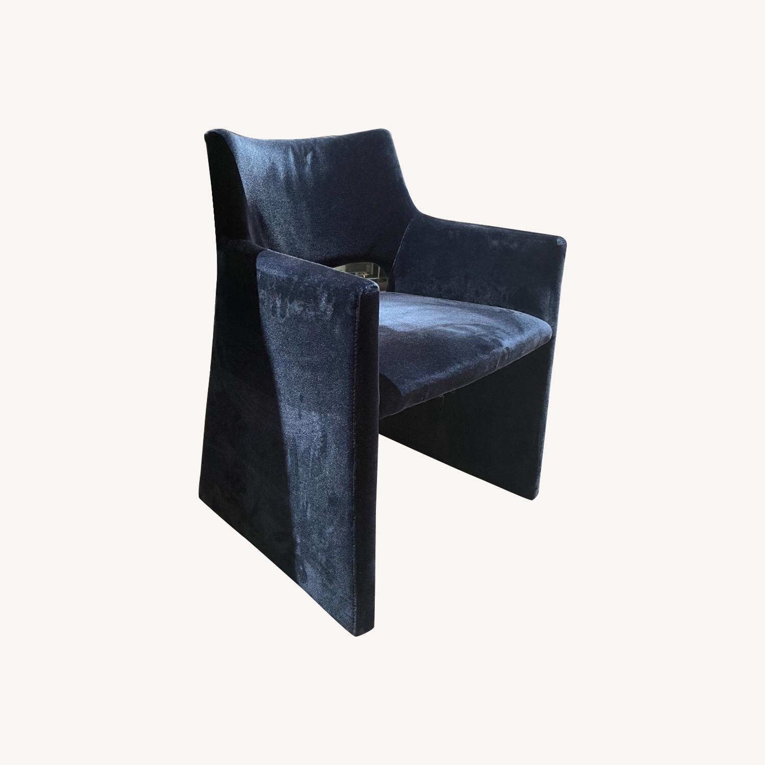 CB2 Mohair Navy Dining Armchair - image-5