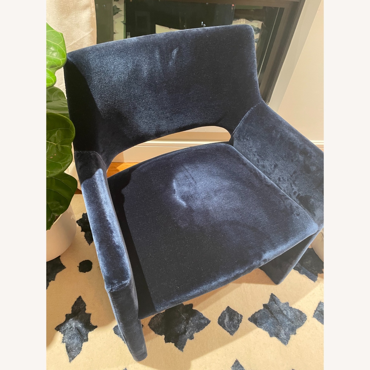 CB2 Mohair Navy Dining Armchair - image-3